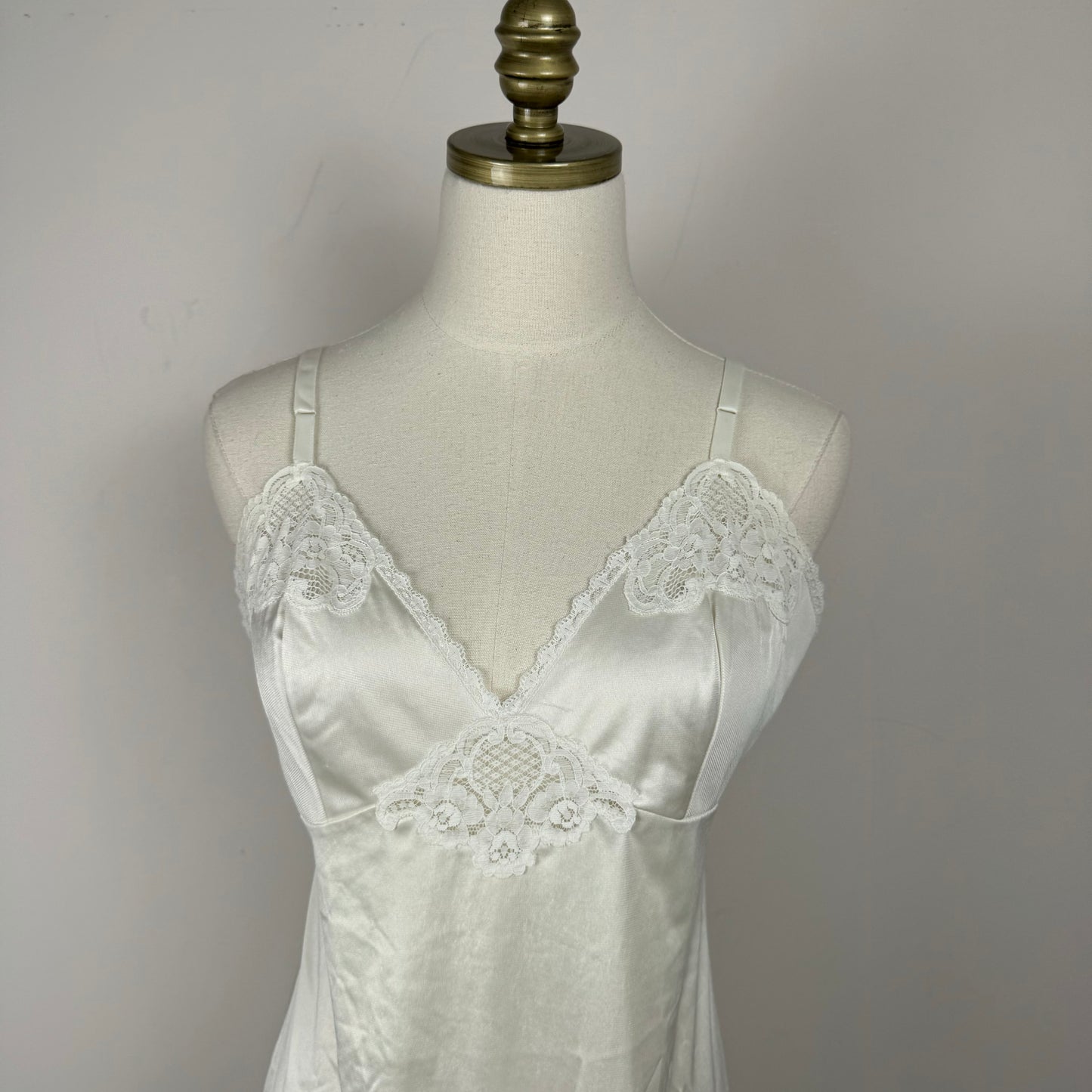 Vintage Cream Lace Satin Slip Dress