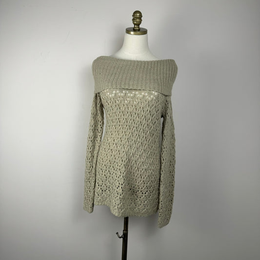 Vintage Beige Open Knit Sweater