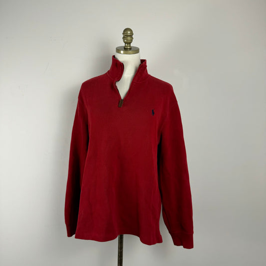 Polo Ralph Lauren Red Quarter Zip Knit Sweater