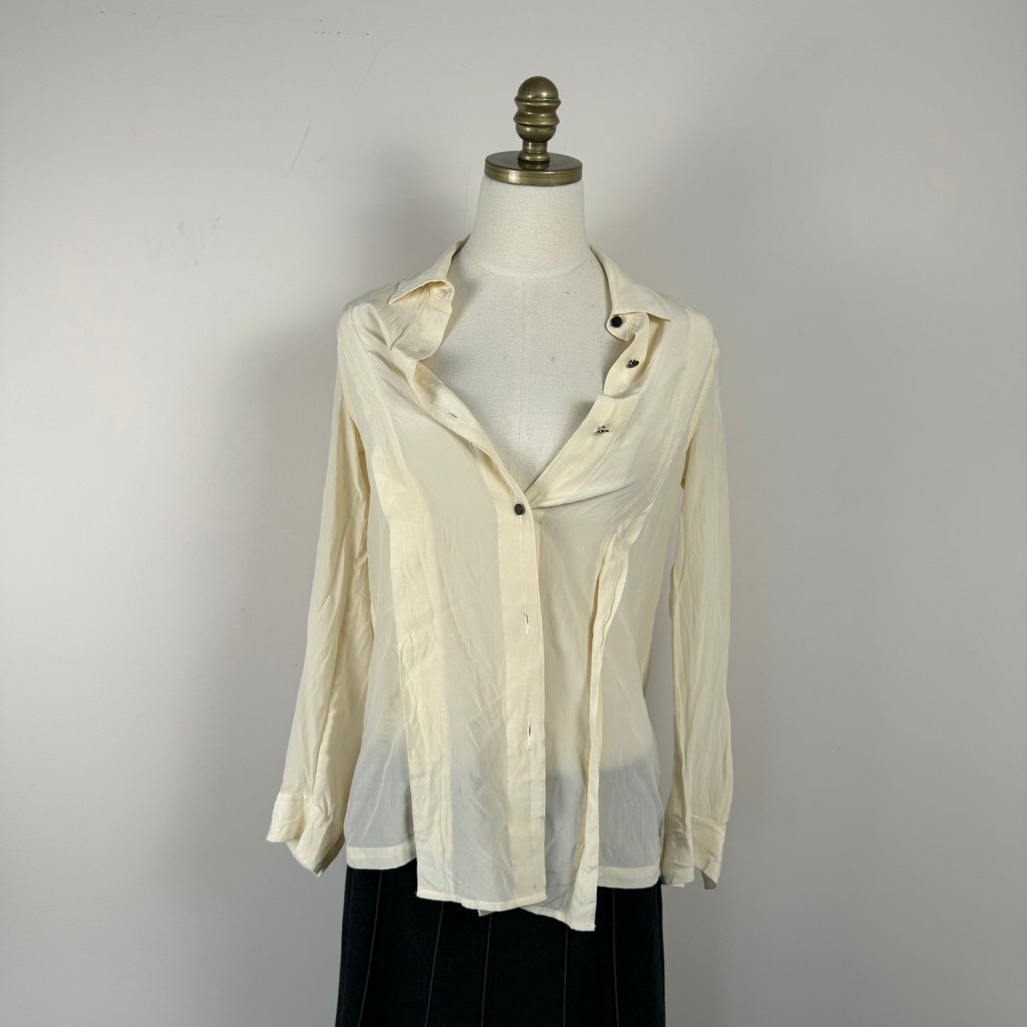 Marc Jacobs Cream 100% Silk Button Up Shirt