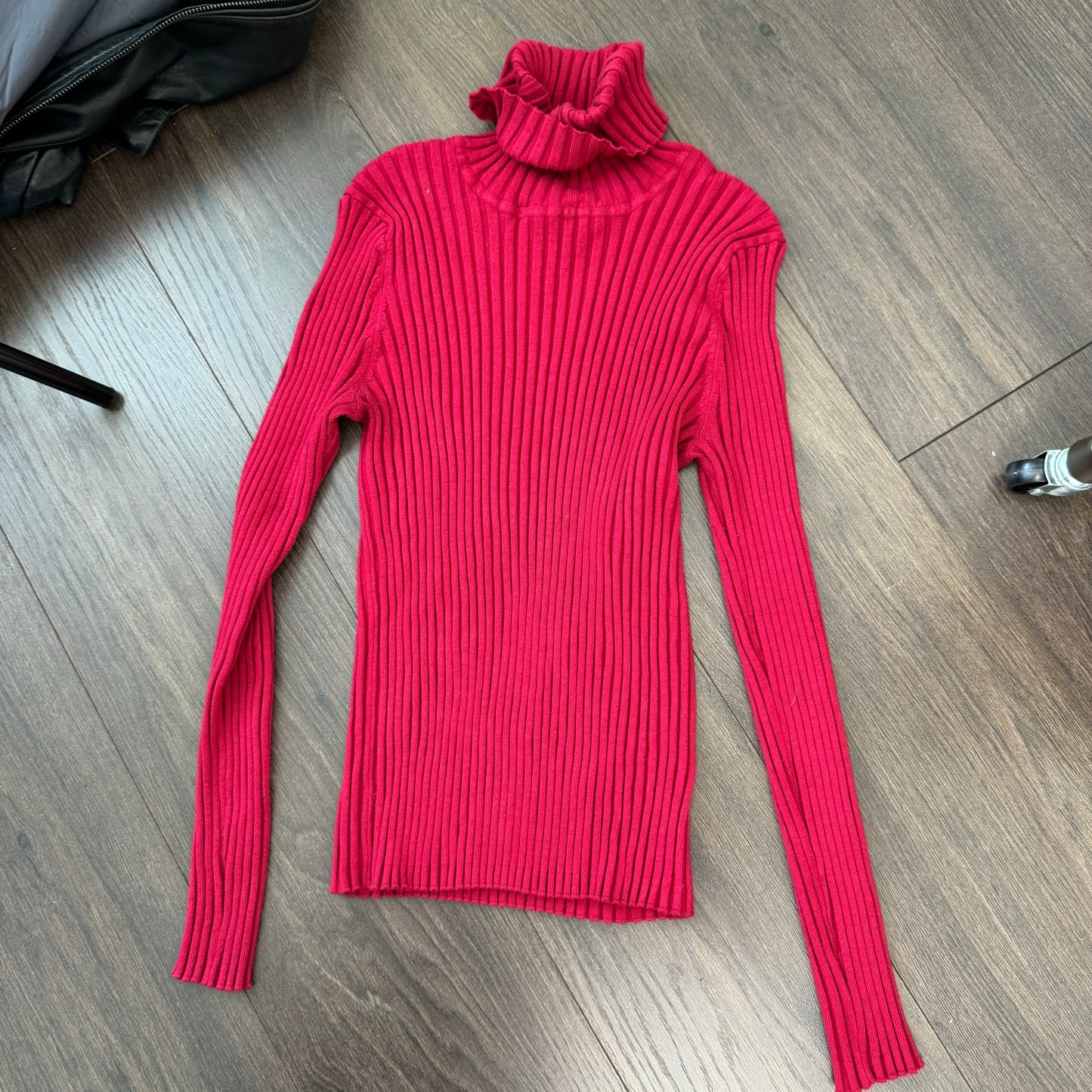 Red Fitted Turtleneck Sweater