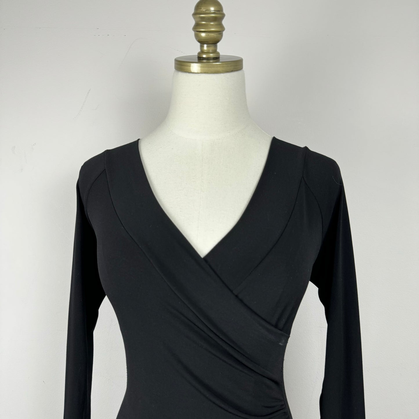 90s Black Fitted Wrap Top