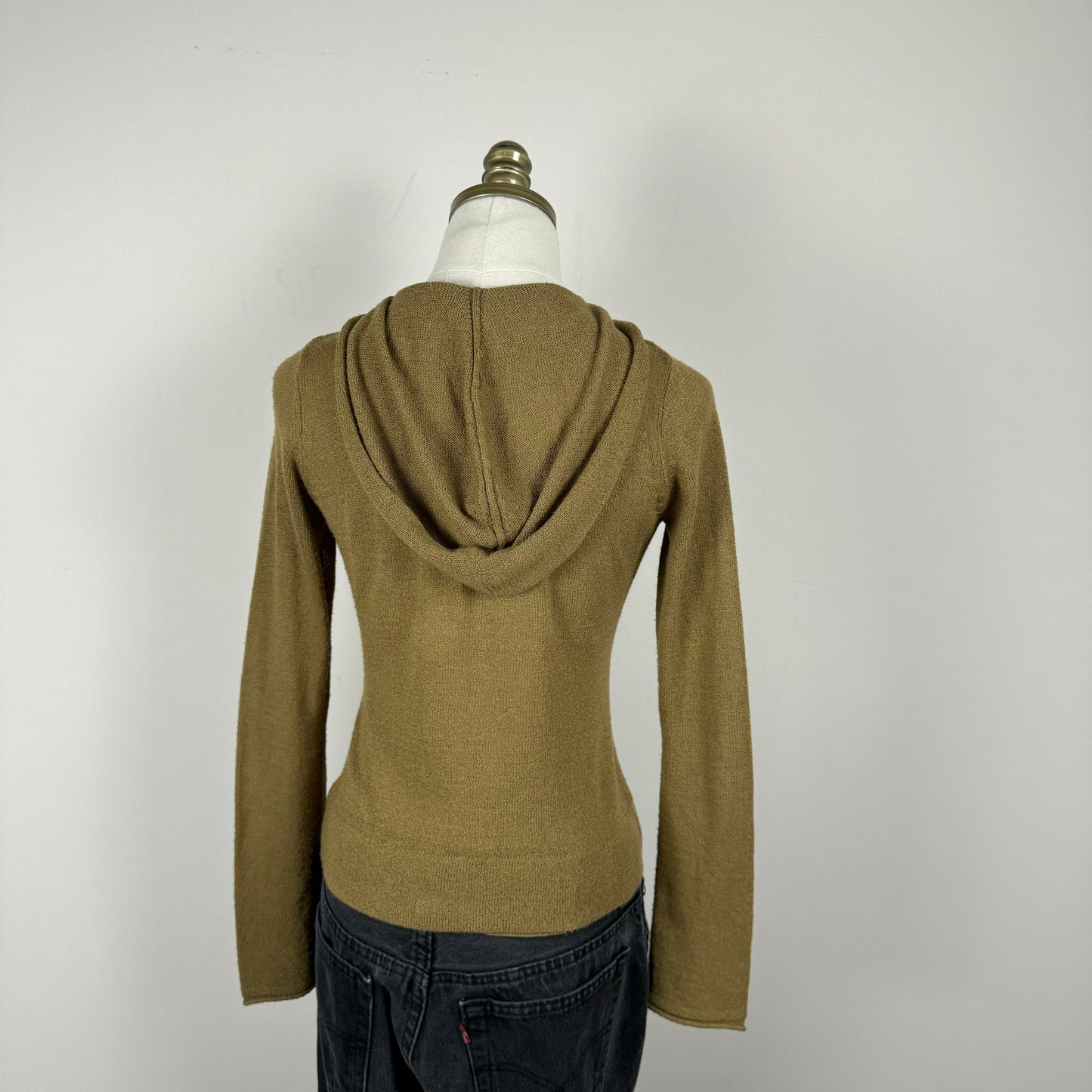 Khaki Knit Zip Up Sweater