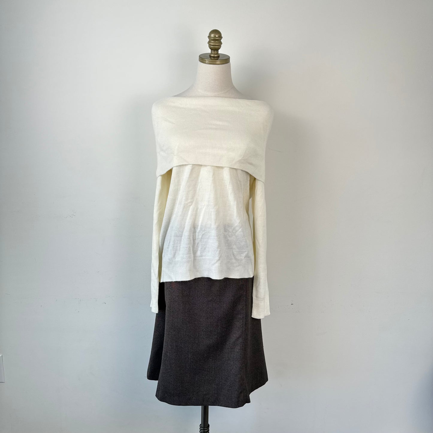 Light Brown Flared Hem Midi Skirt