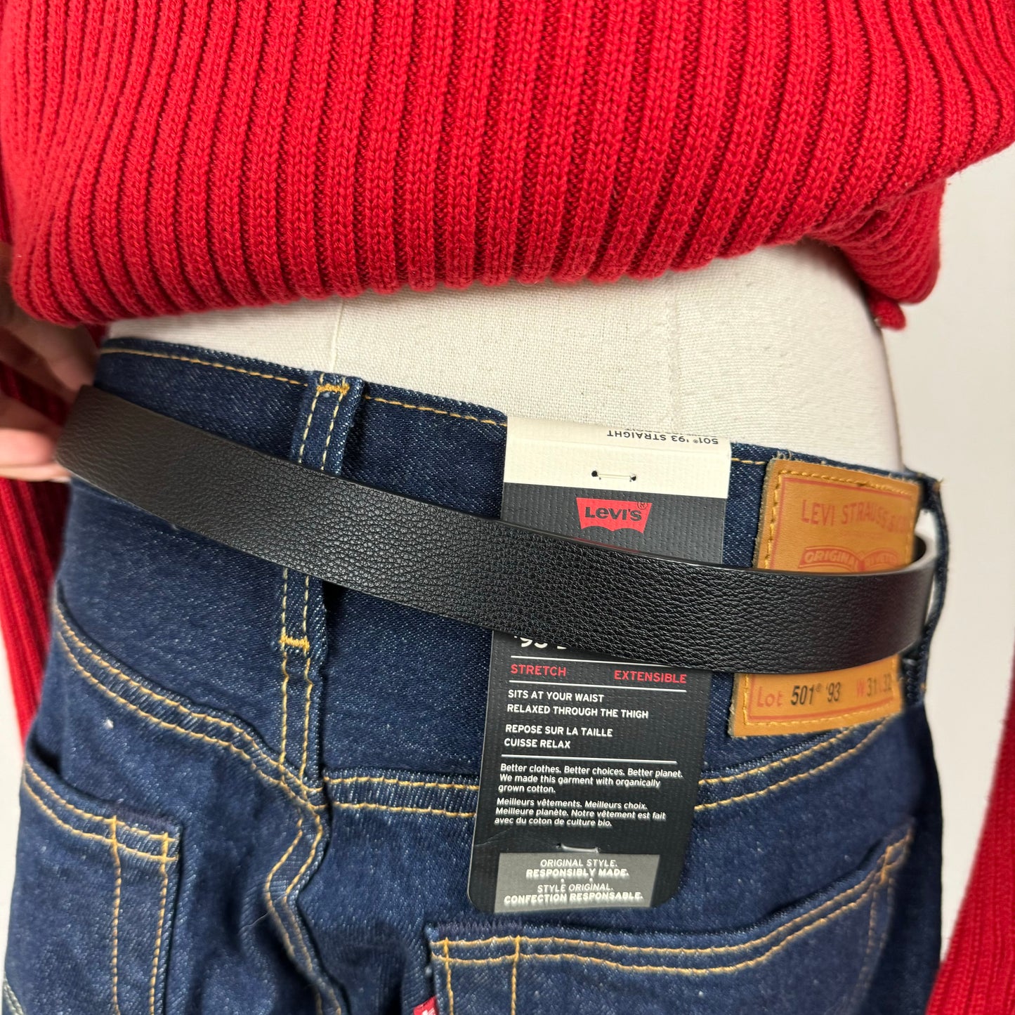 Tommy Hilfiger Black Thin Leather Belt