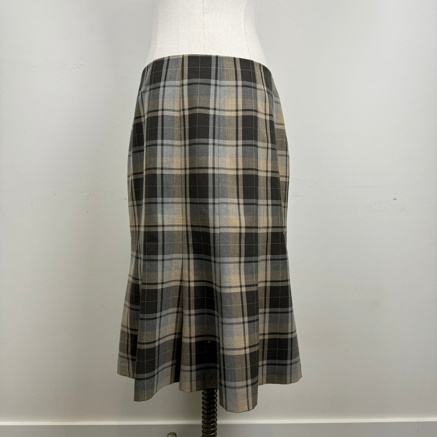 Vintage Plaid Midi Skirt