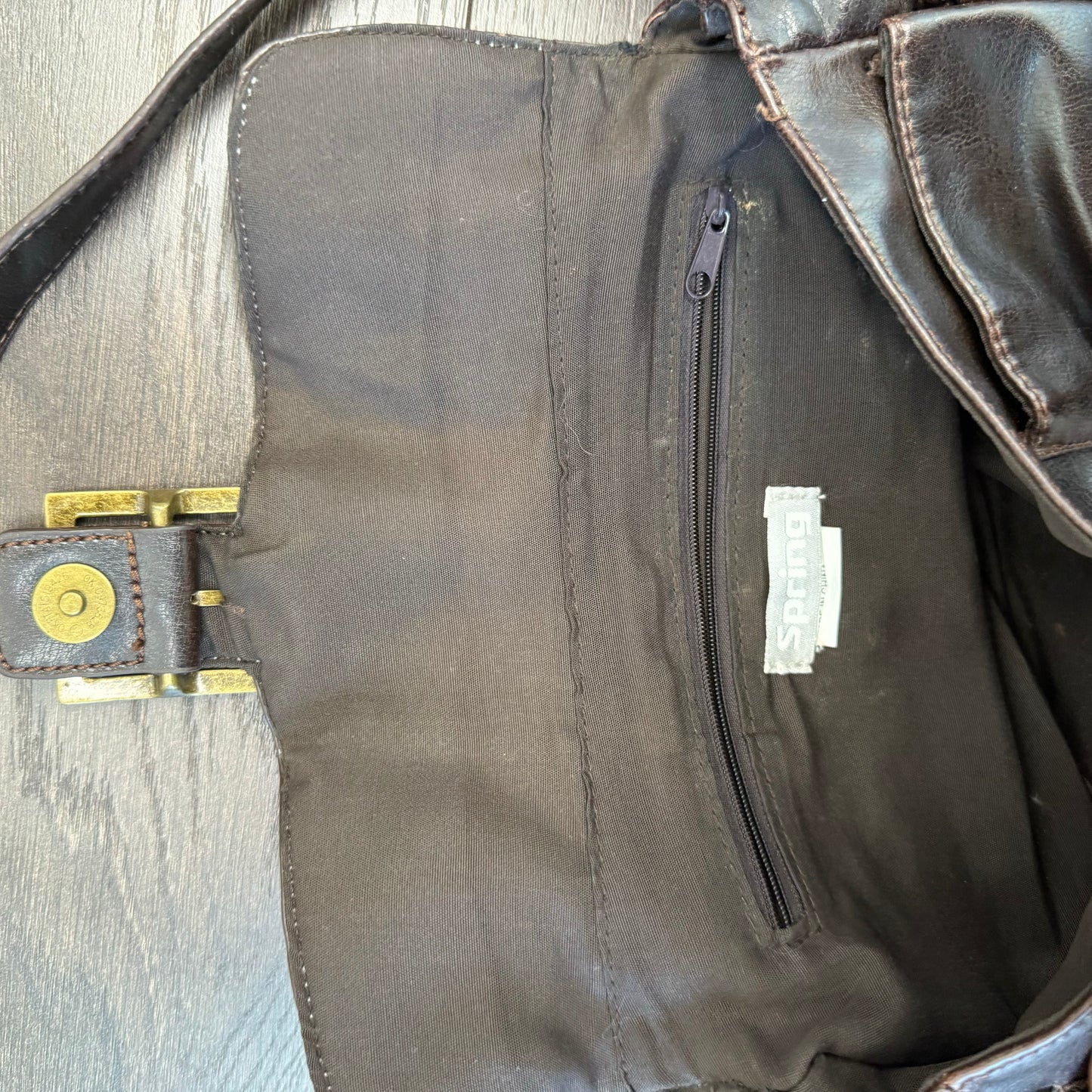 Brown Mini Shoulder Bag with Gold Buckle