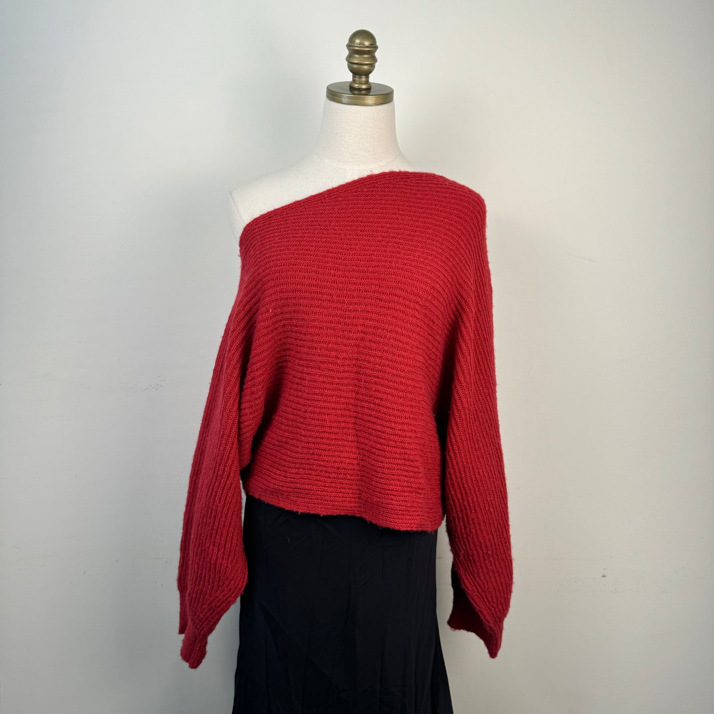 Free People Red Off Shoulder Sweater