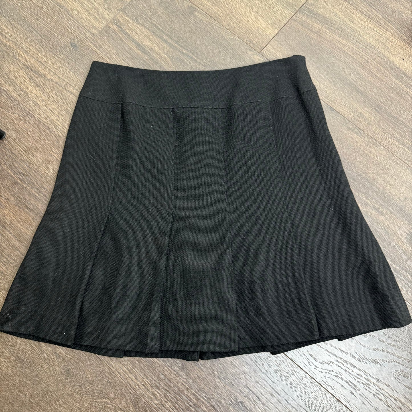 Vintage Black Wool Pleated Midi Skirt
