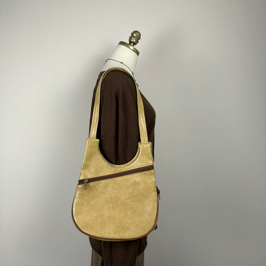 Sand & Brown Leather Shoulder Bag