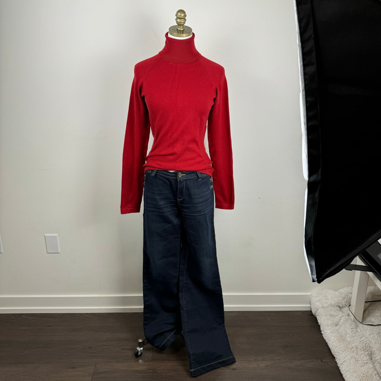 Dark Red Fitted Turtleneck Sweater