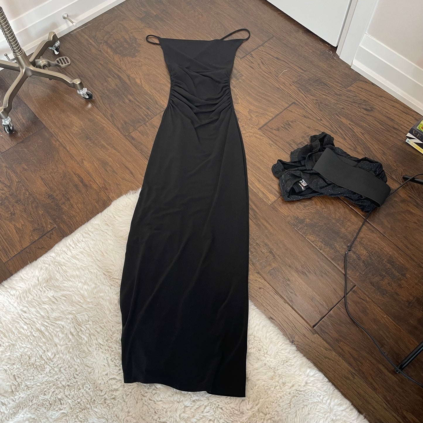 Vintage Black Column Maxi Dress