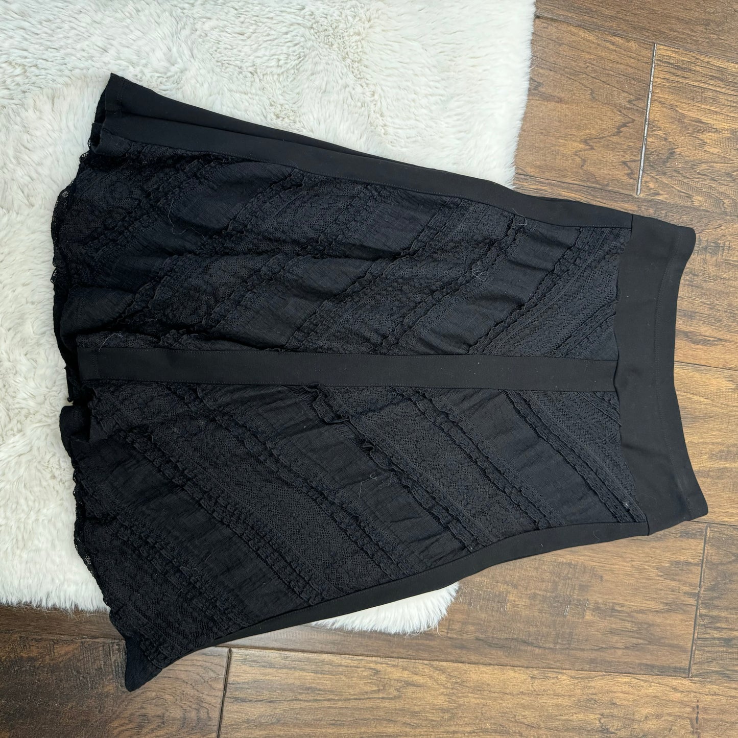 Vintage Black Lace Midi Skirt