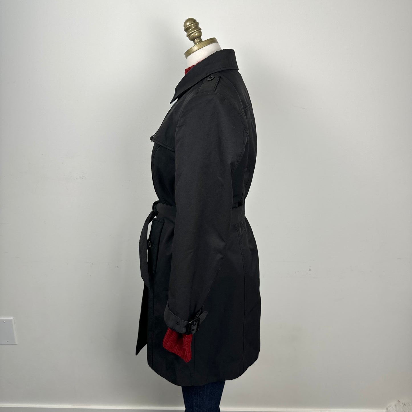 Vintage Black Double Breasted Trench Coat