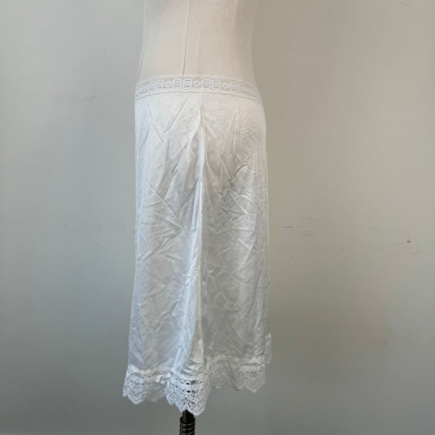 Cream White Lace Trim Slip Skirt