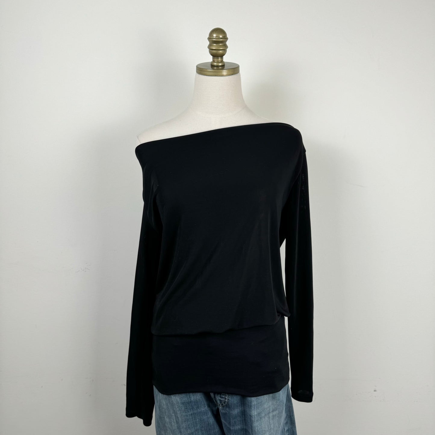 Off Shoulder Black Draped Top