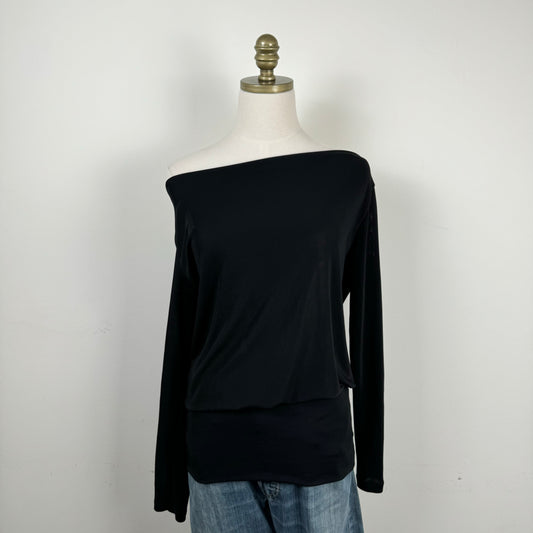 Off Shoulder Black Draped Top