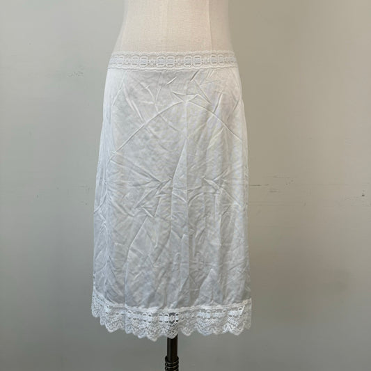 Cream White Lace Trim Slip Skirt