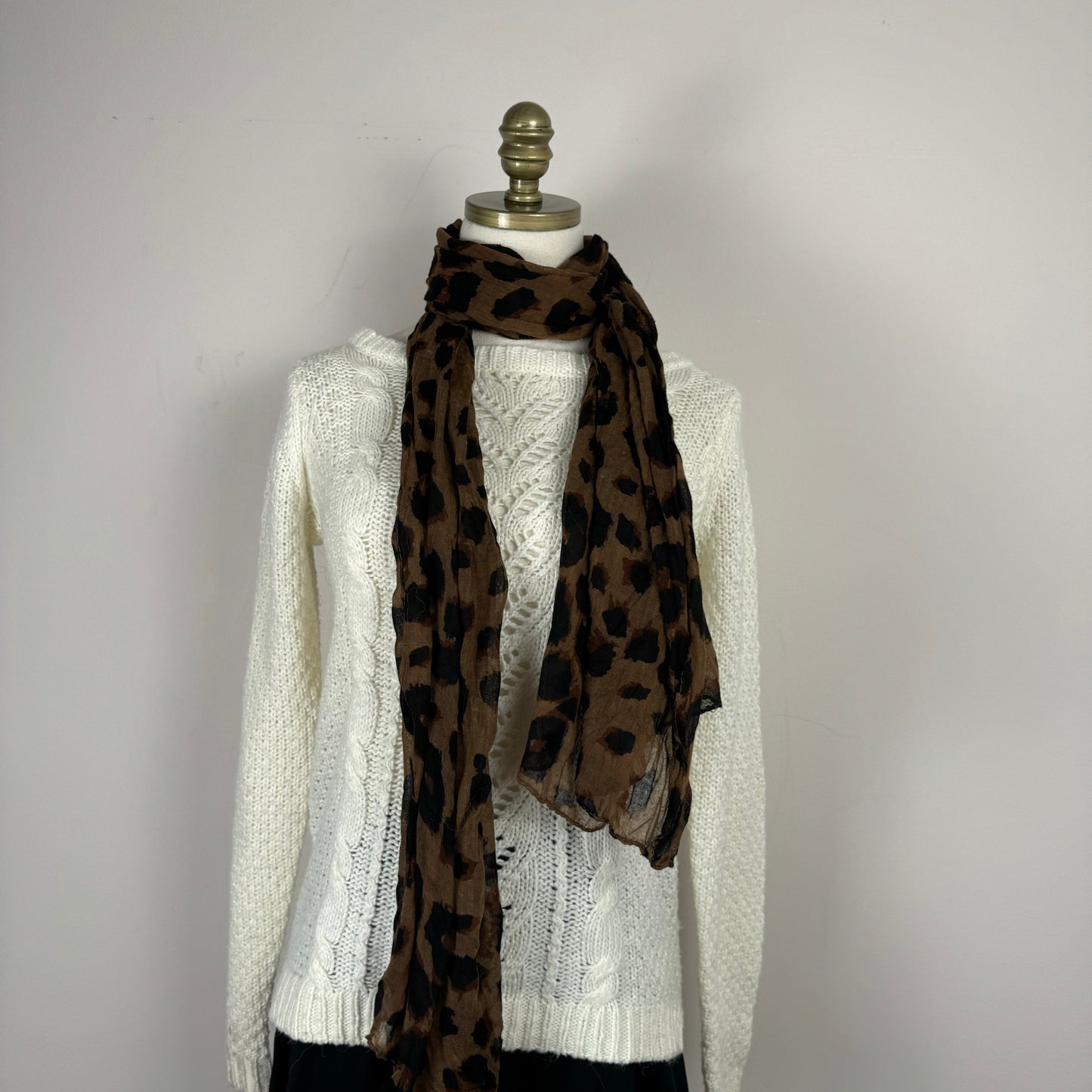 Leopard Print Skinny Scarf