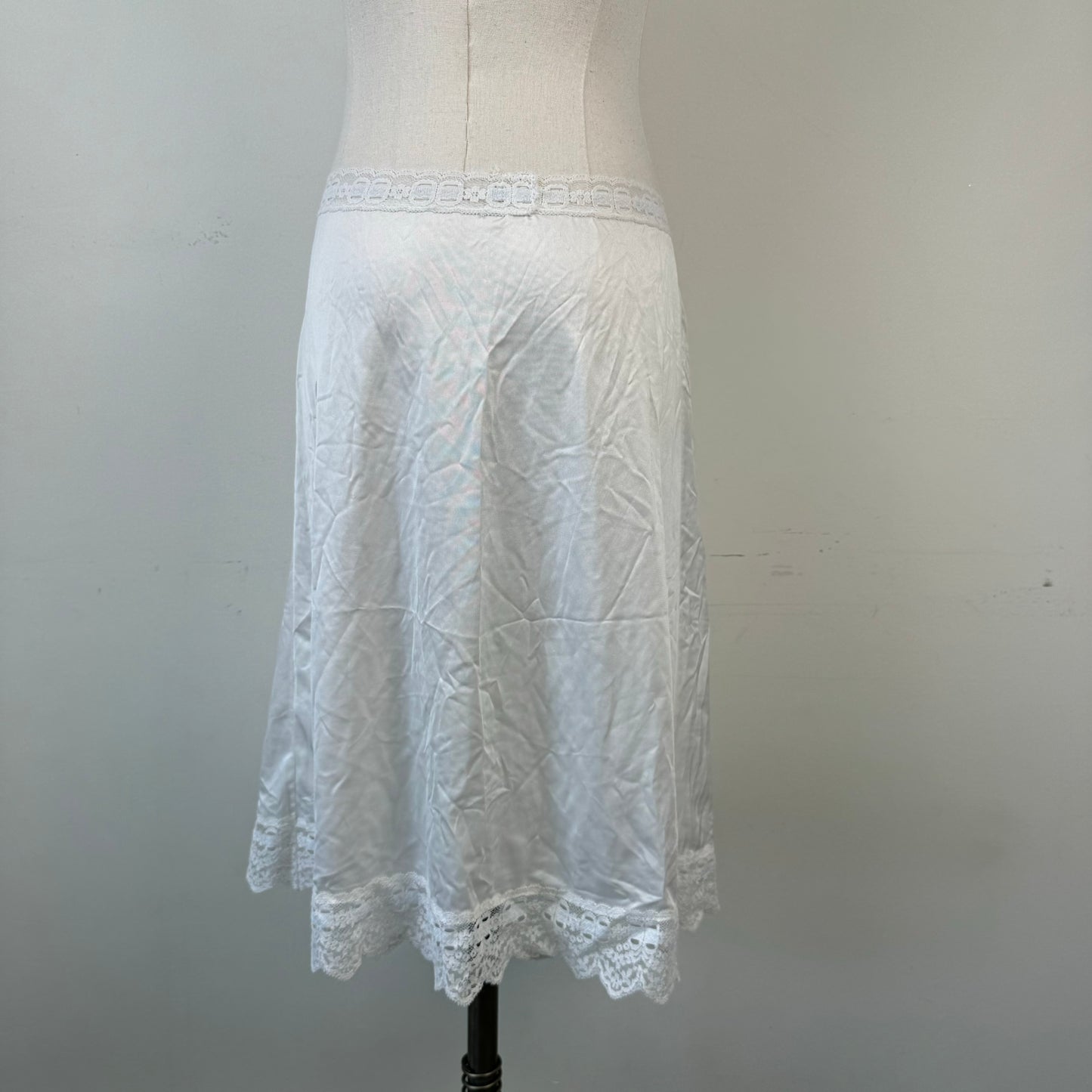 Cream White Lace Trim Slip Skirt