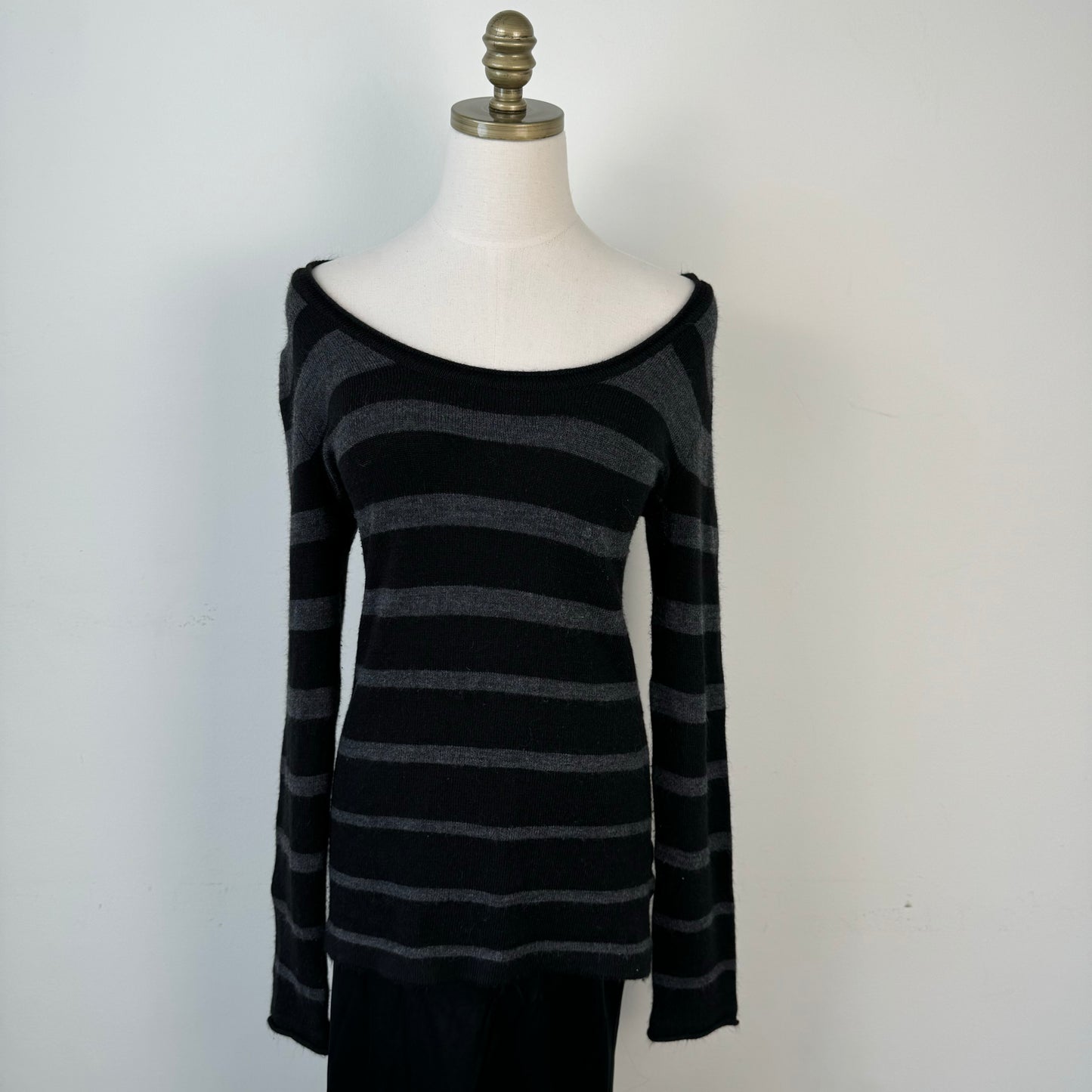 Soft Knit Striped Scoop Neck Sweater