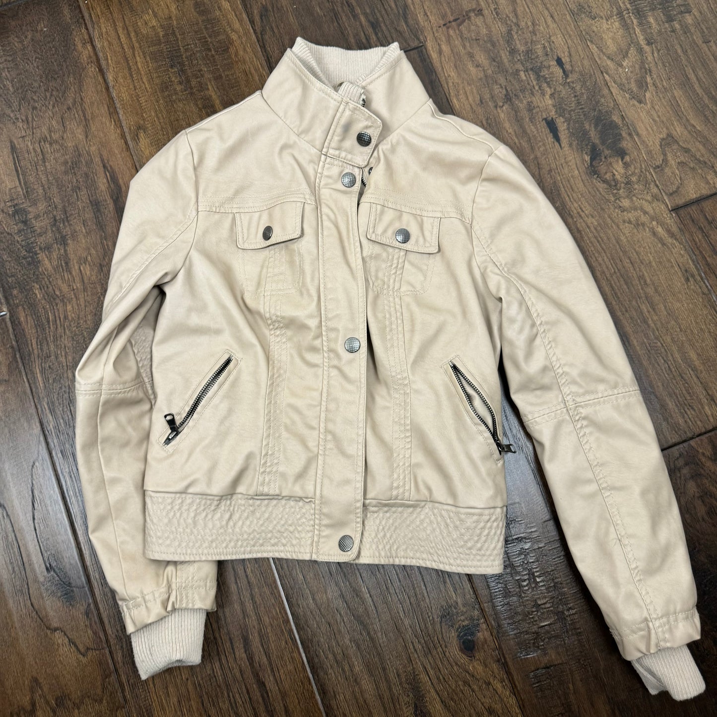 Tan/Beige Moto Leather Jacket