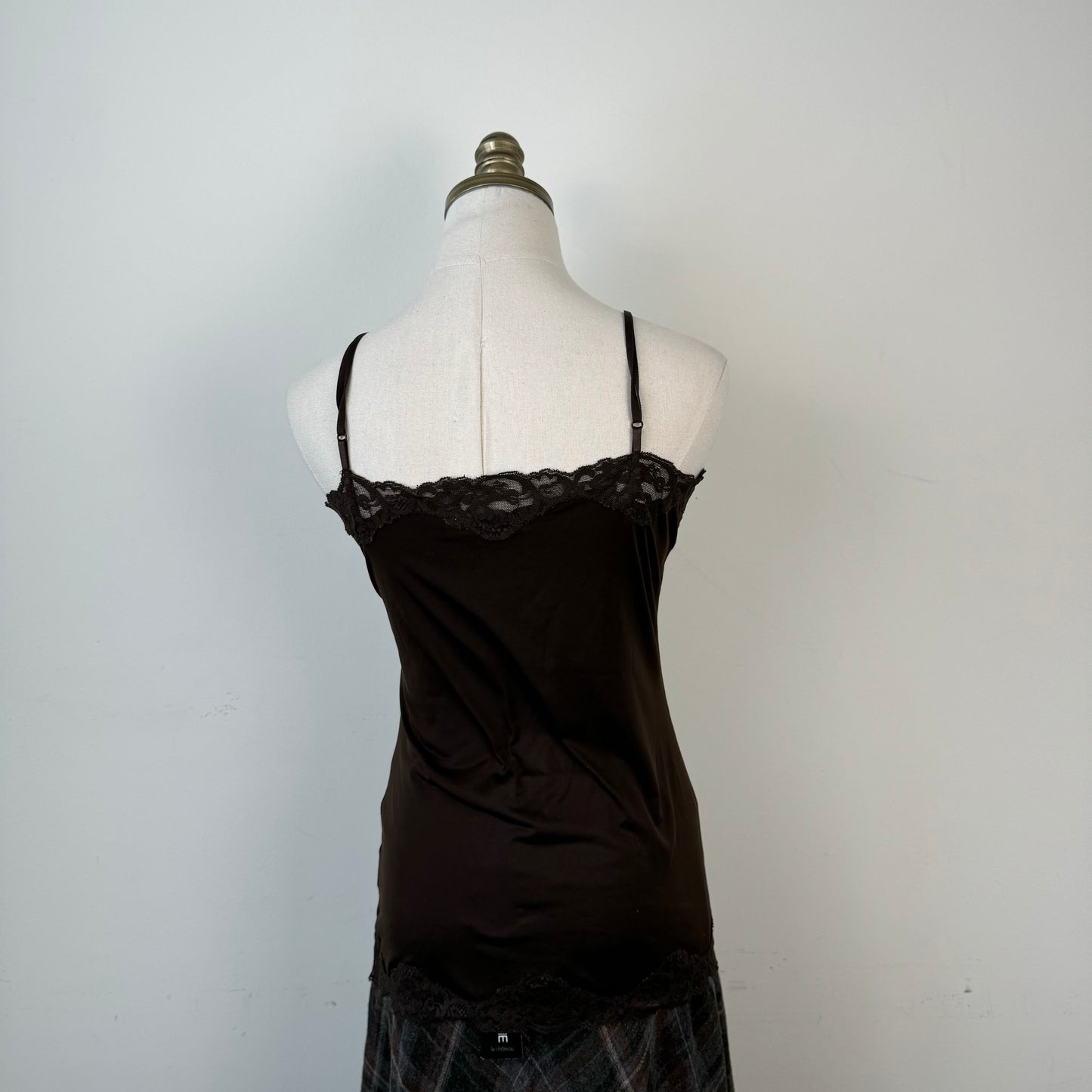 Brown Lace Trim Tank Top