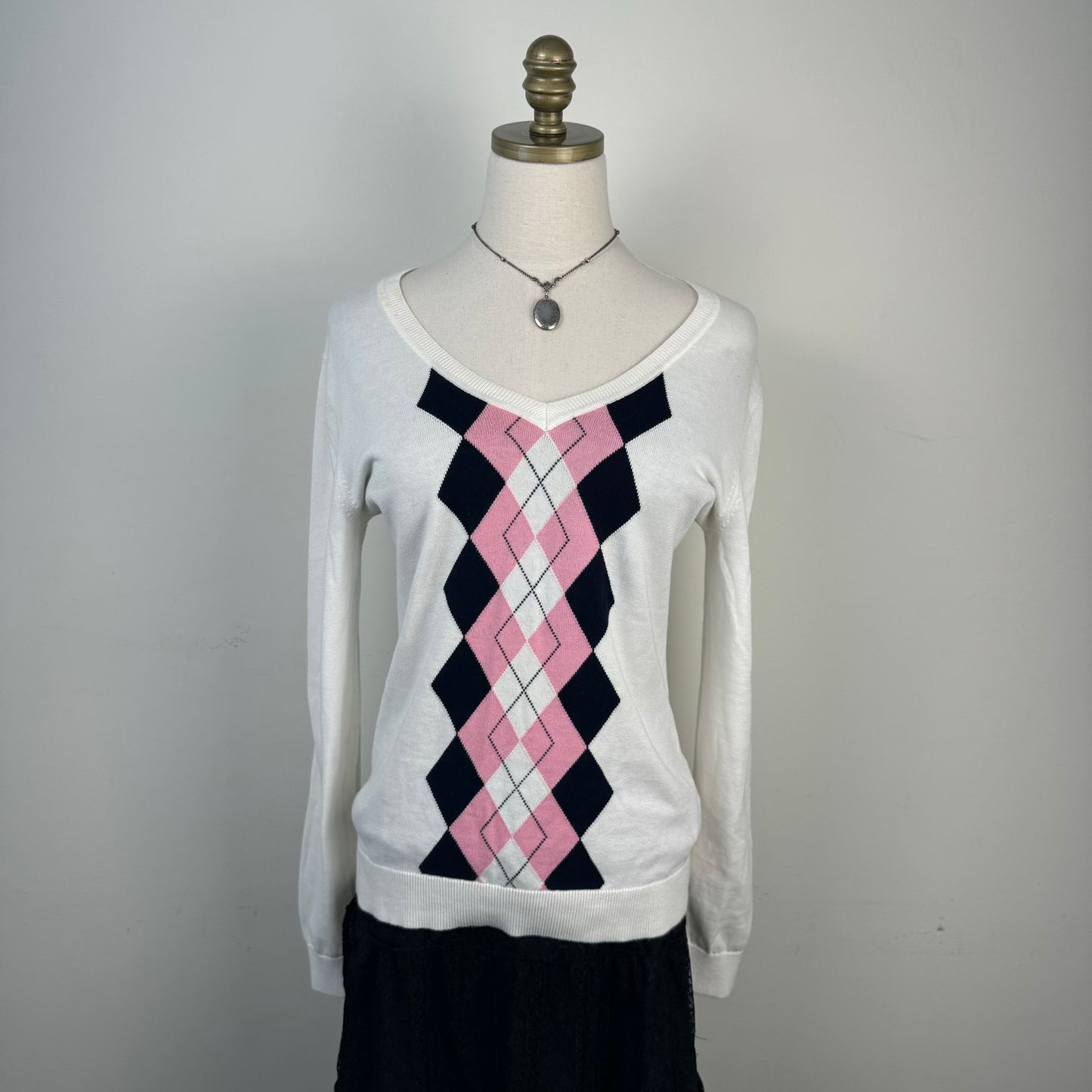 Tommy Cream Argyle Sweater