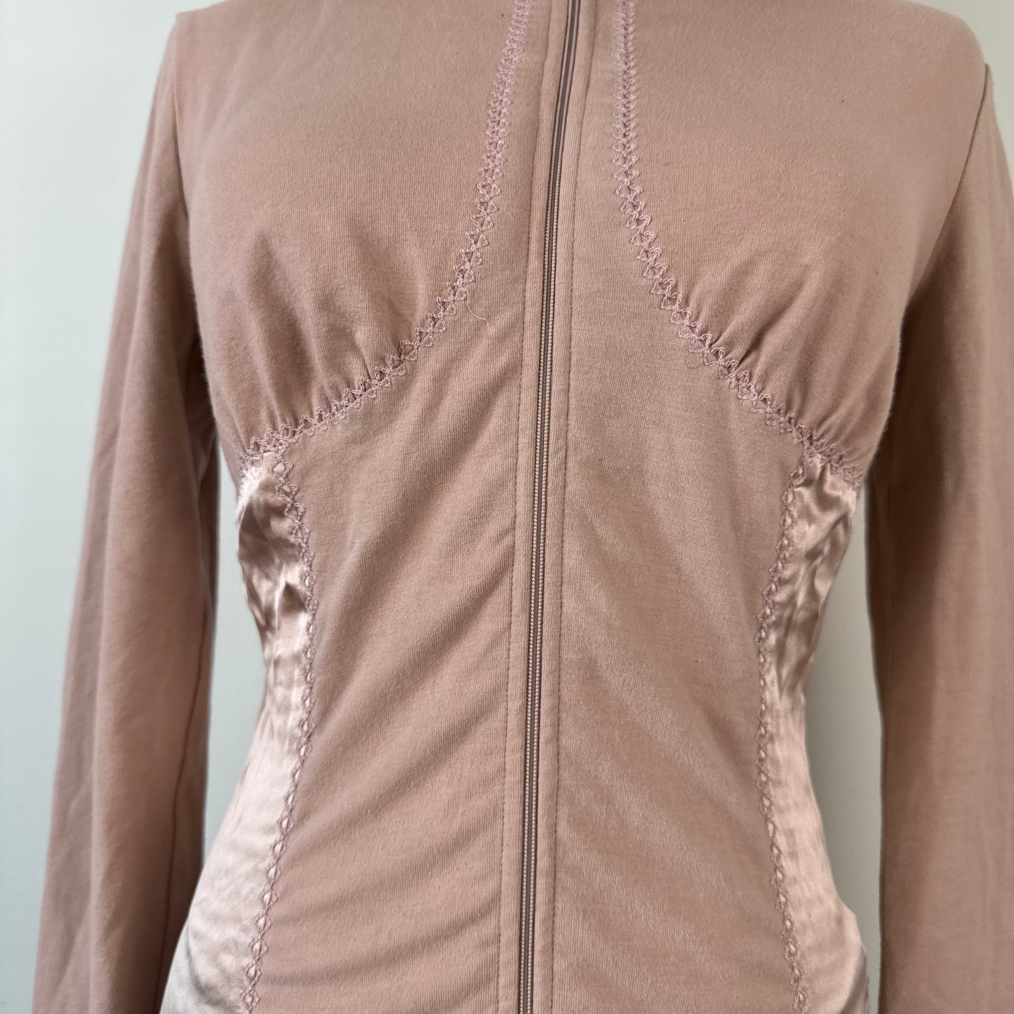 Rosy Pink Fitted Zip Up Sweater
