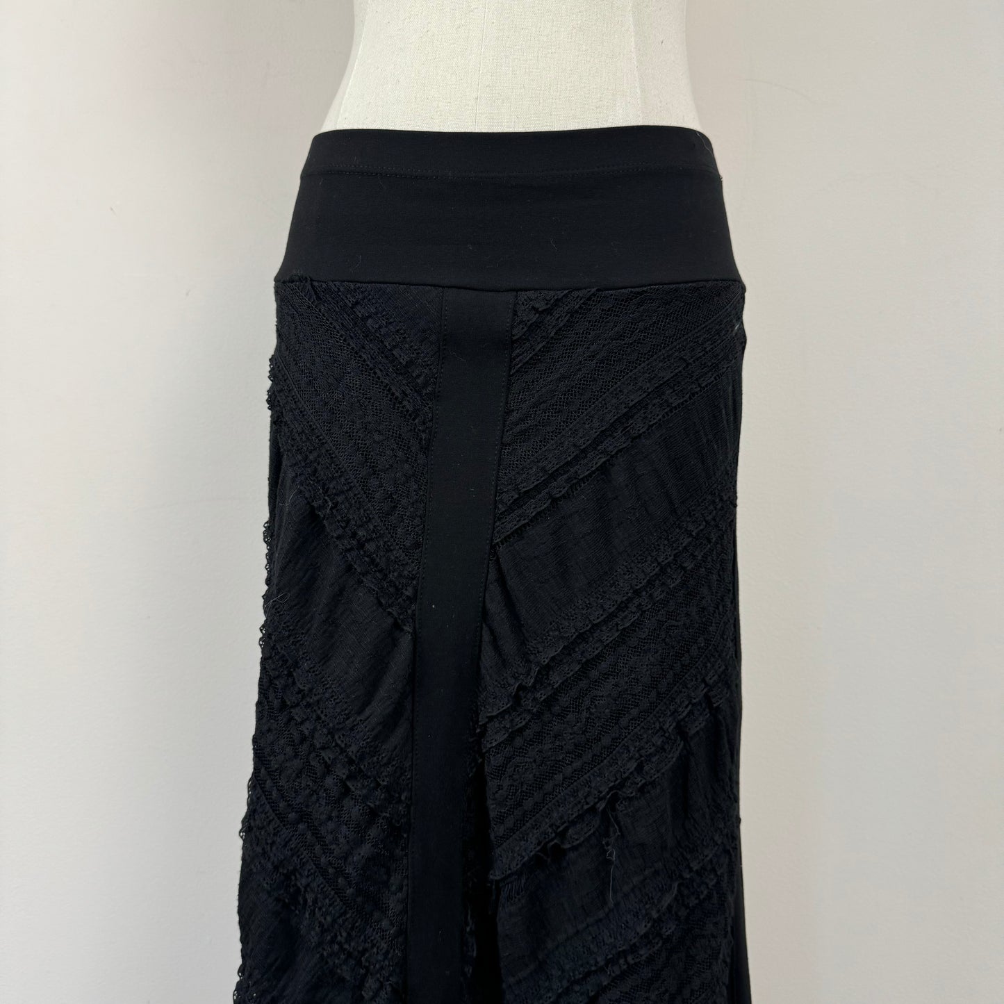 Vintage Black Lace Midi Skirt