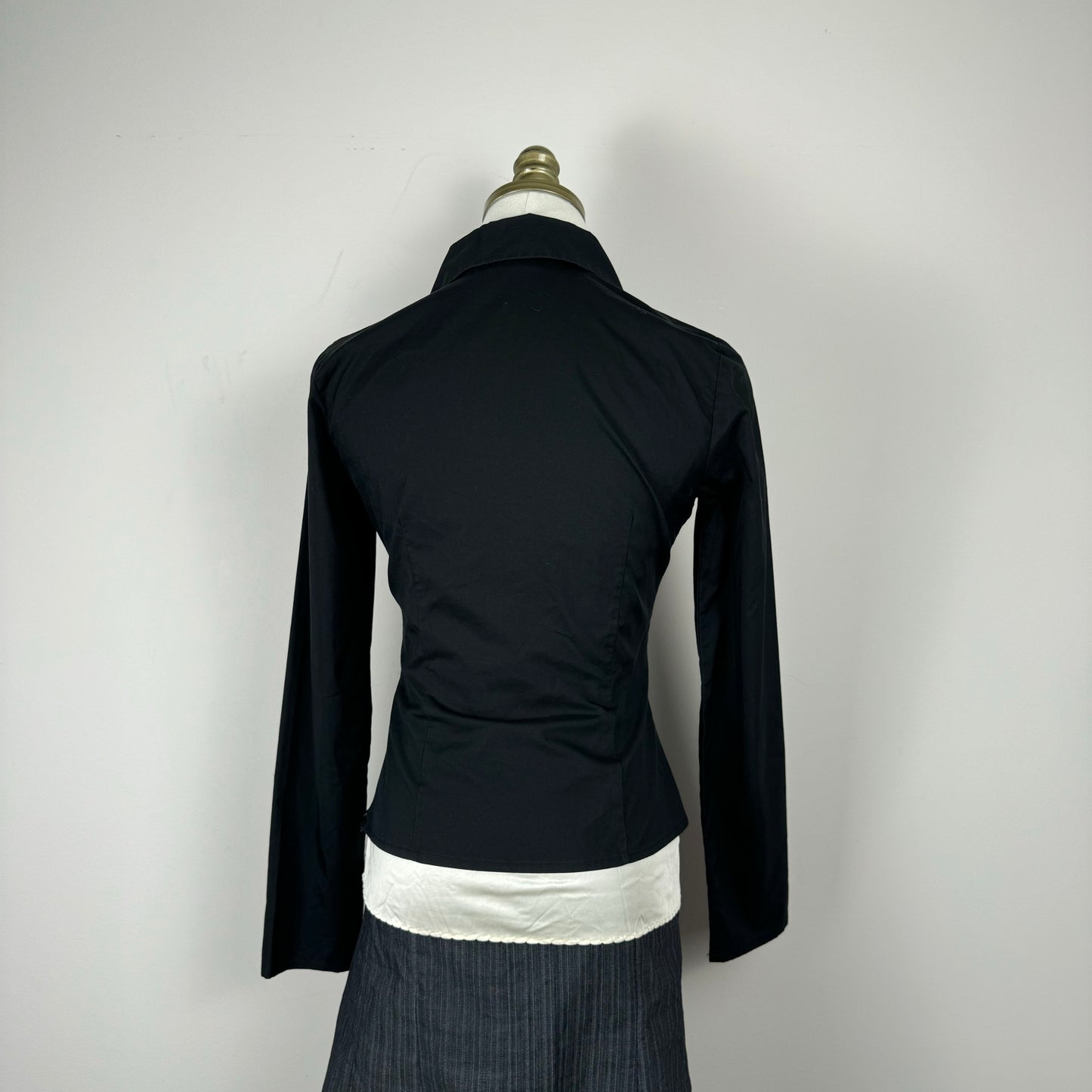 Black Fitted Collared Dress Shirt