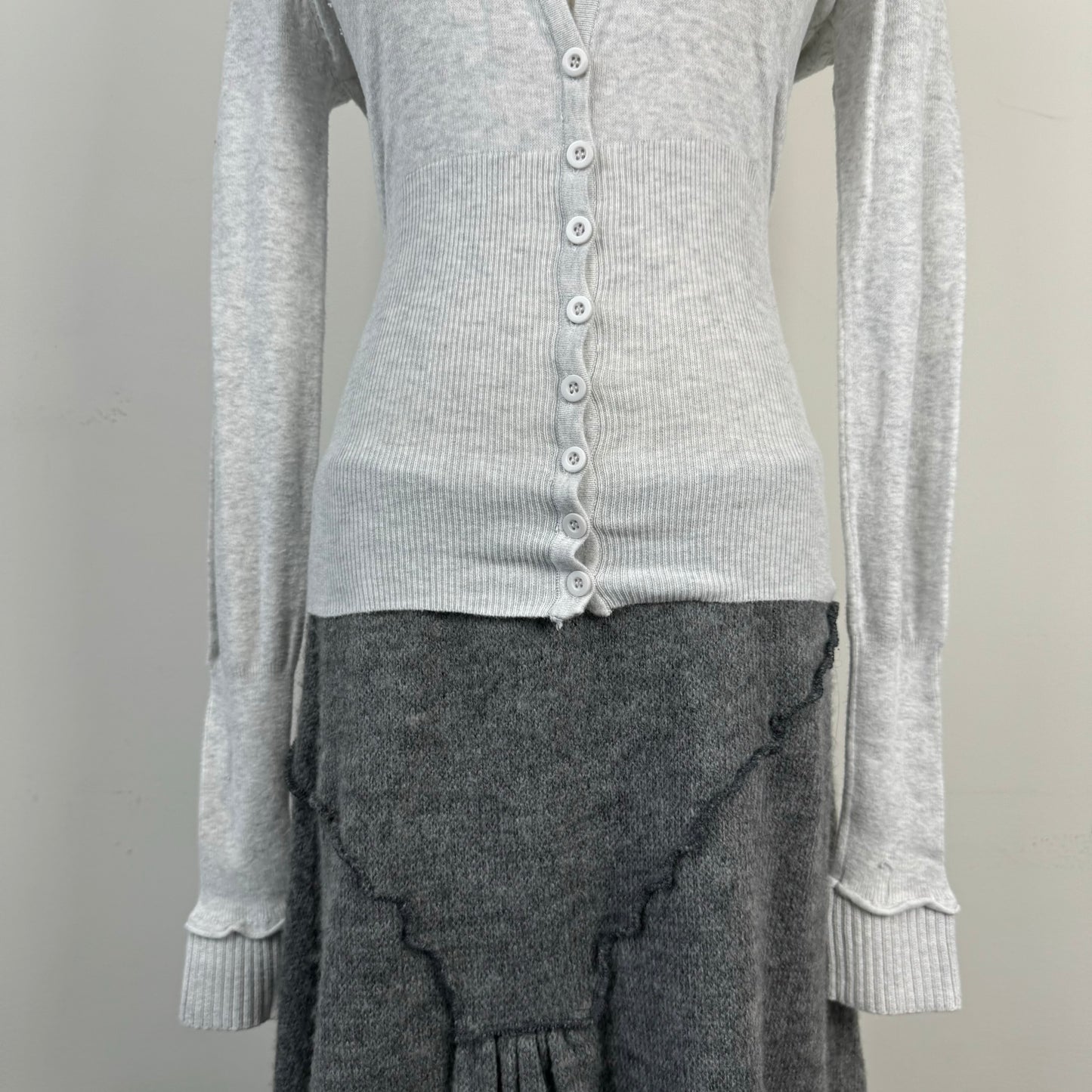 Heather Grey Fitted Button Up Cardigan