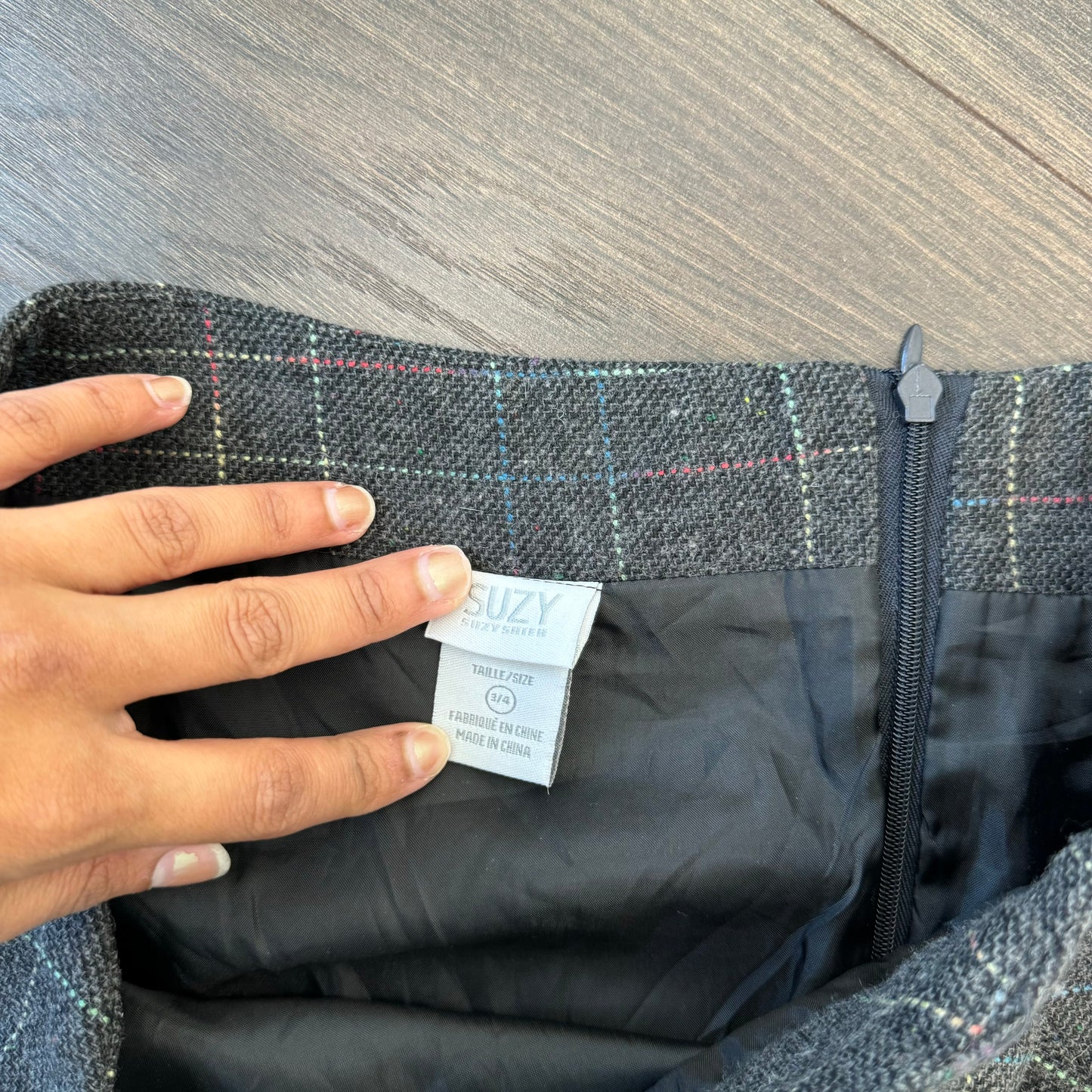 Dark Grey Wool Blend Midi Skirt