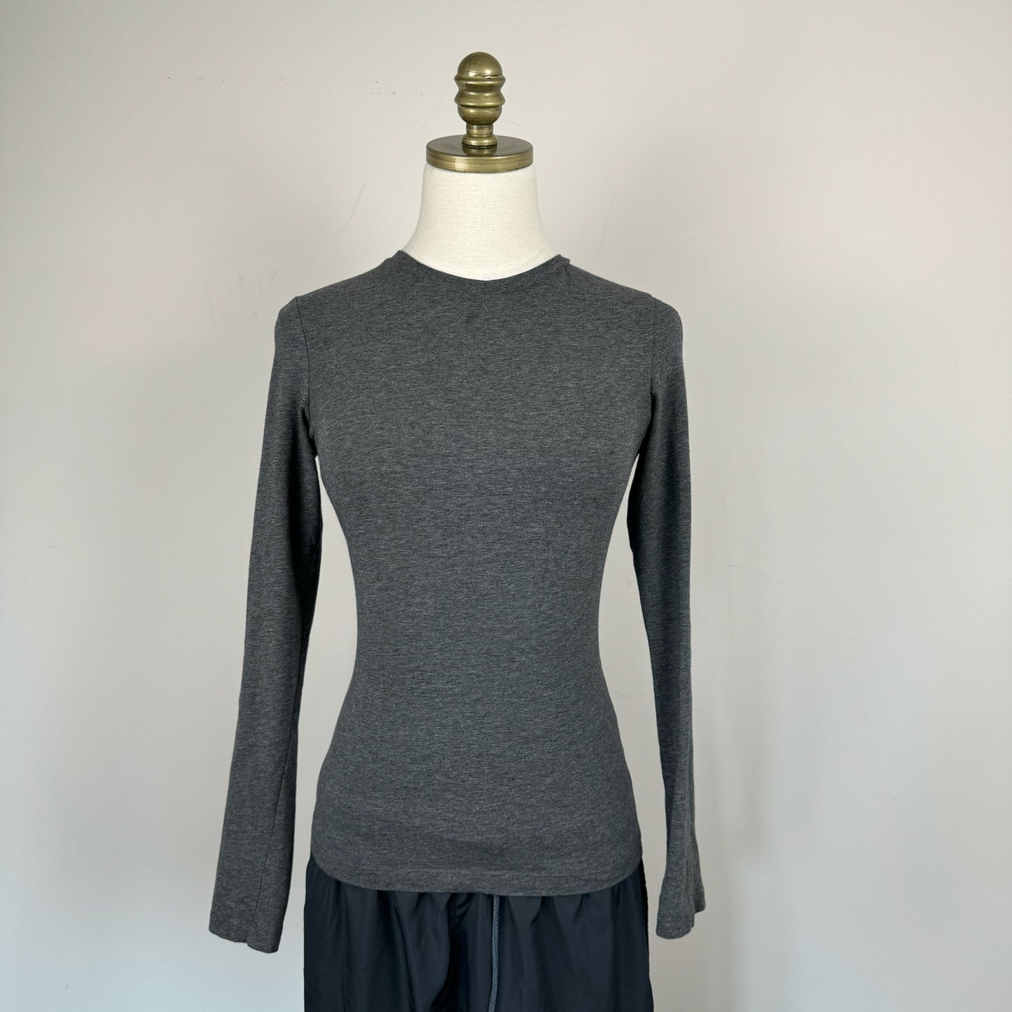 Dark Grey Fitted Long Sleeve Top