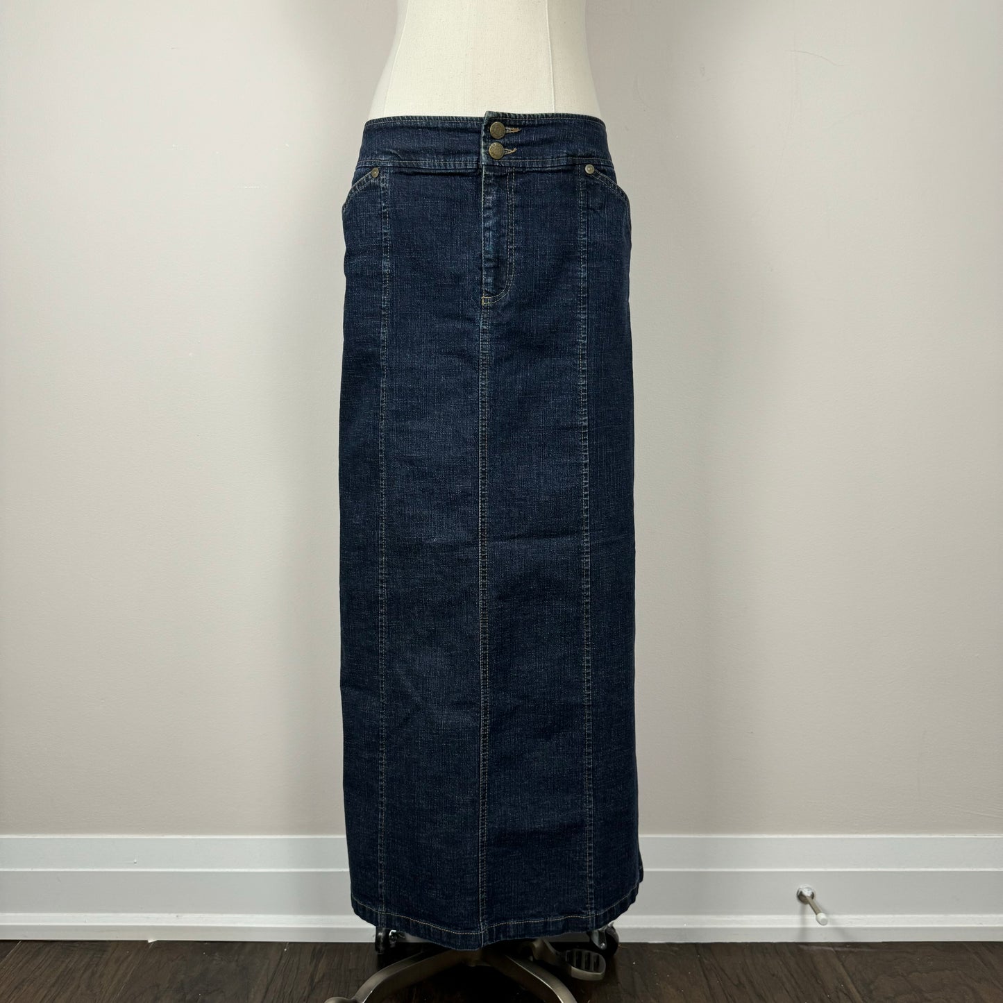 Vintage Dark Wash Denim Maxi Skirt