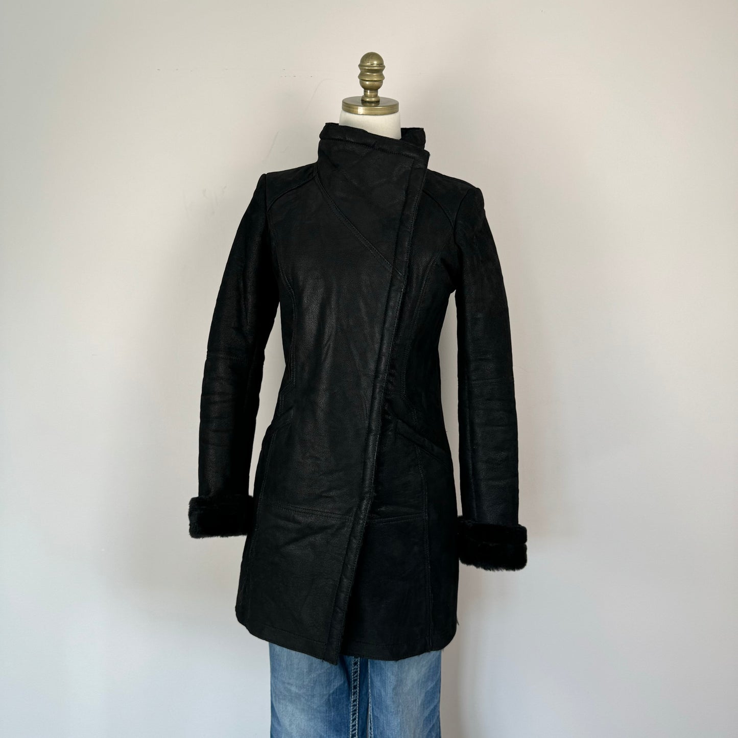 Danier Long Fur Trim Suede Jacket