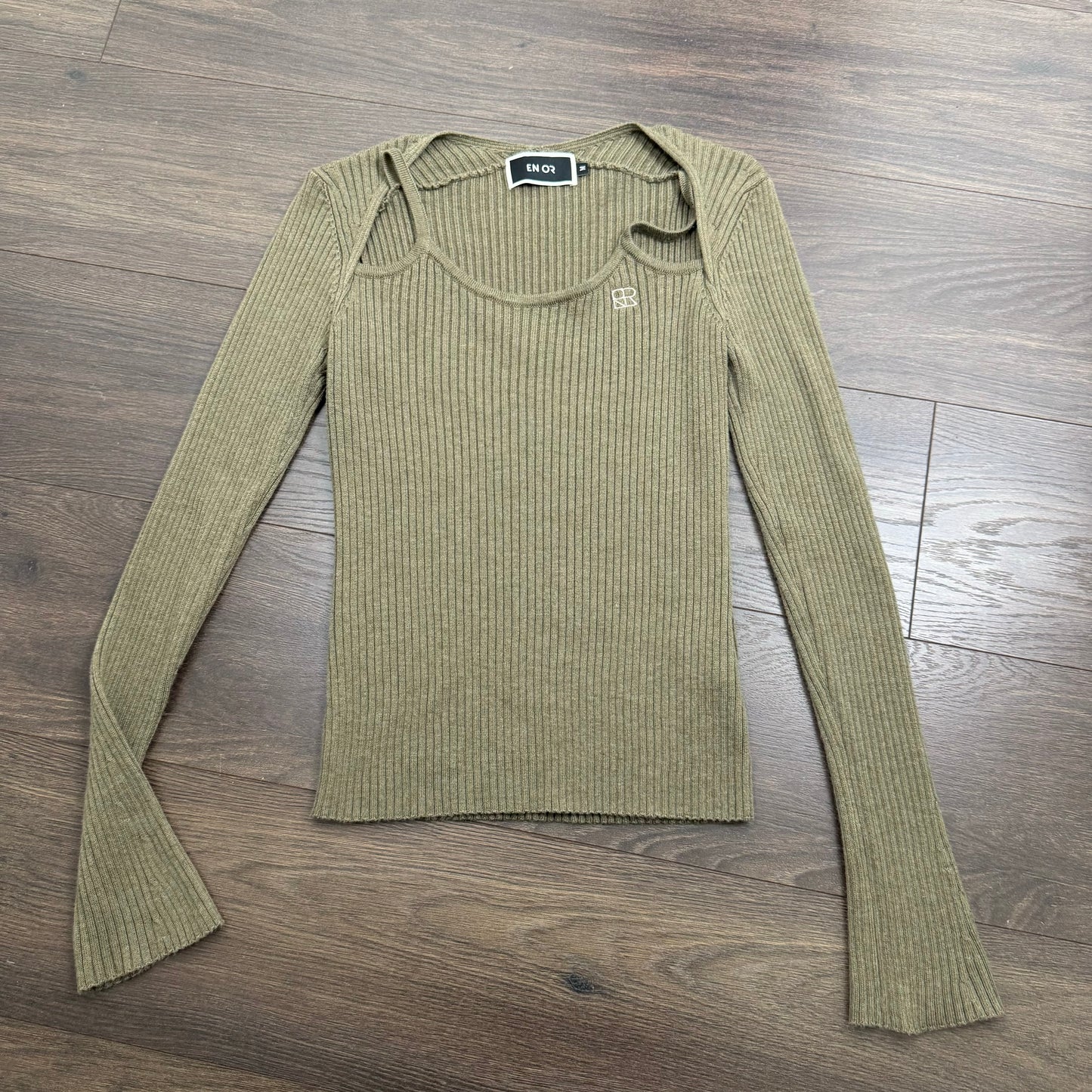 Khaki Cutout/Bolero Fitted Sweater