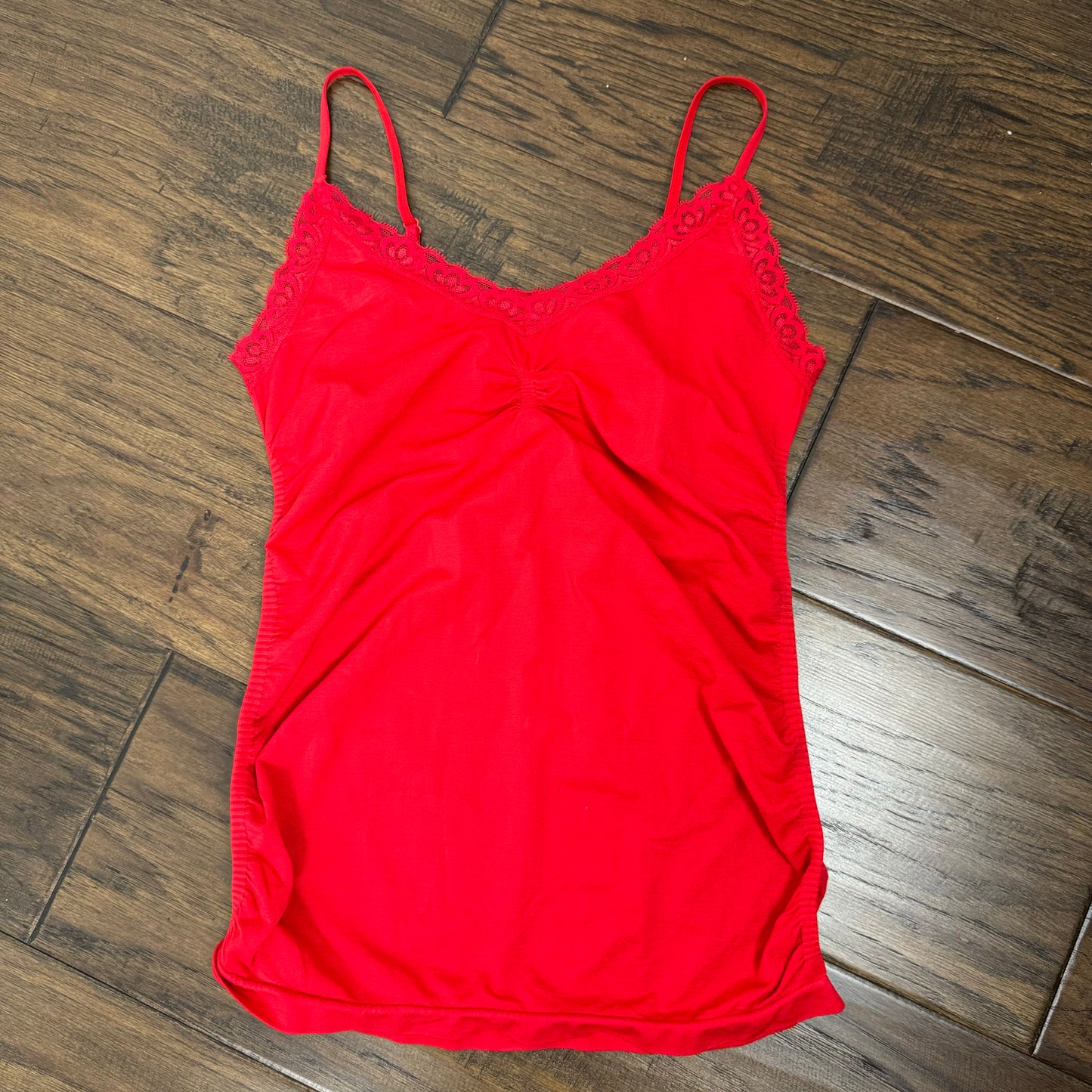 Red Lace Trim Fitted Cami