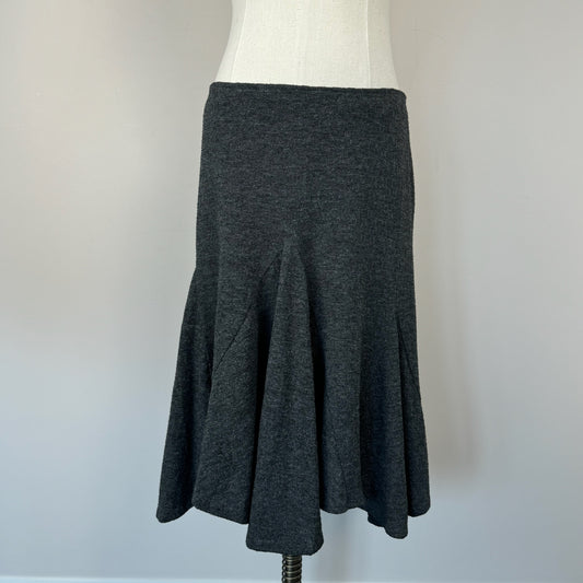 Vintage Dark Grey Ruffled Midi Skirt