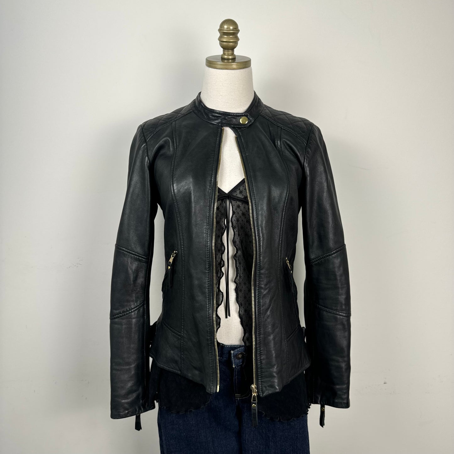 Danier Black Leather Moto Jacket