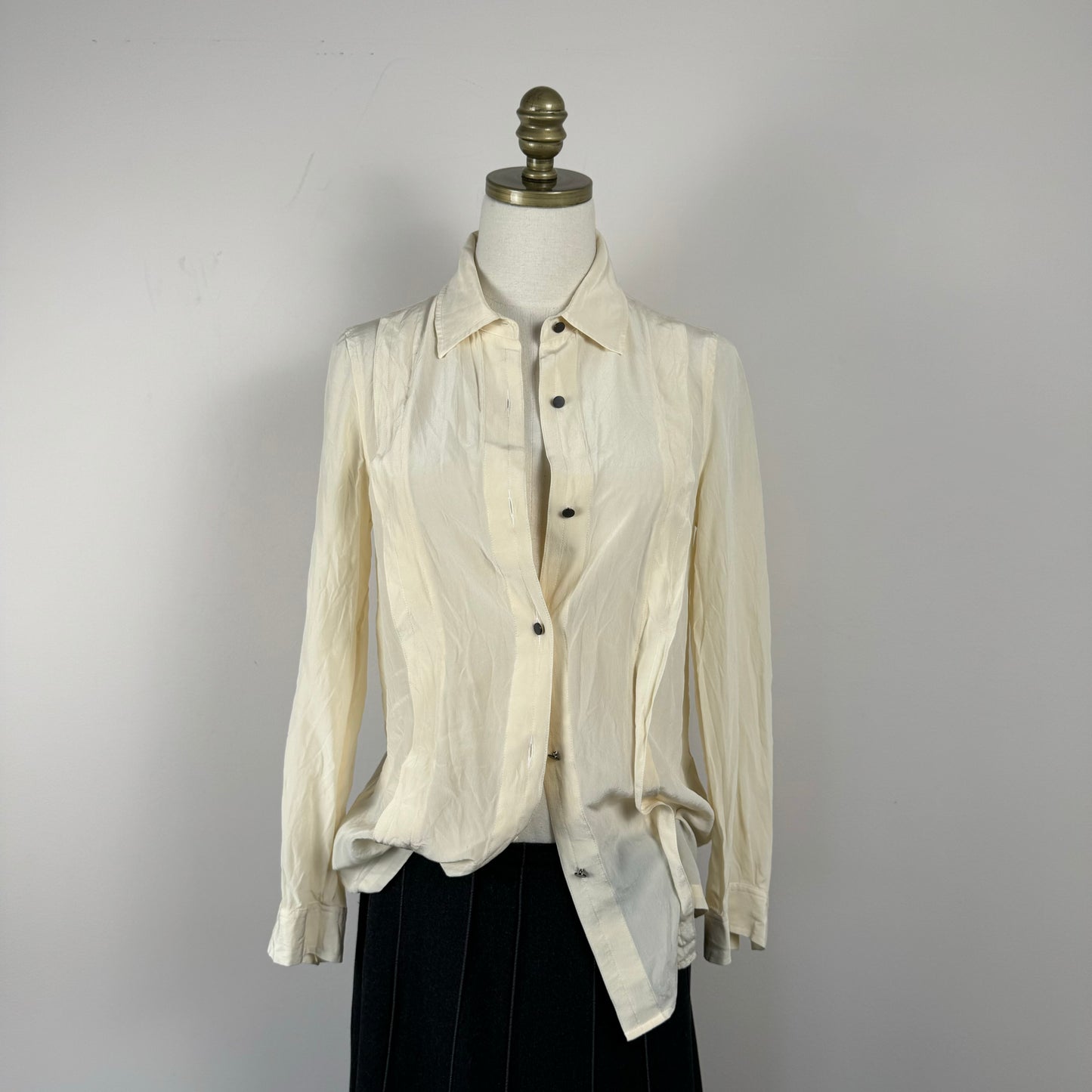 Marc Jacobs Cream 100% Silk Button Up Shirt