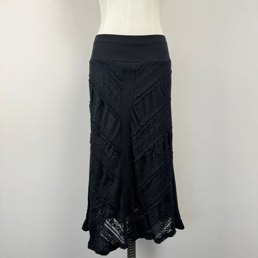 Vintage Black Lace Midi Skirt