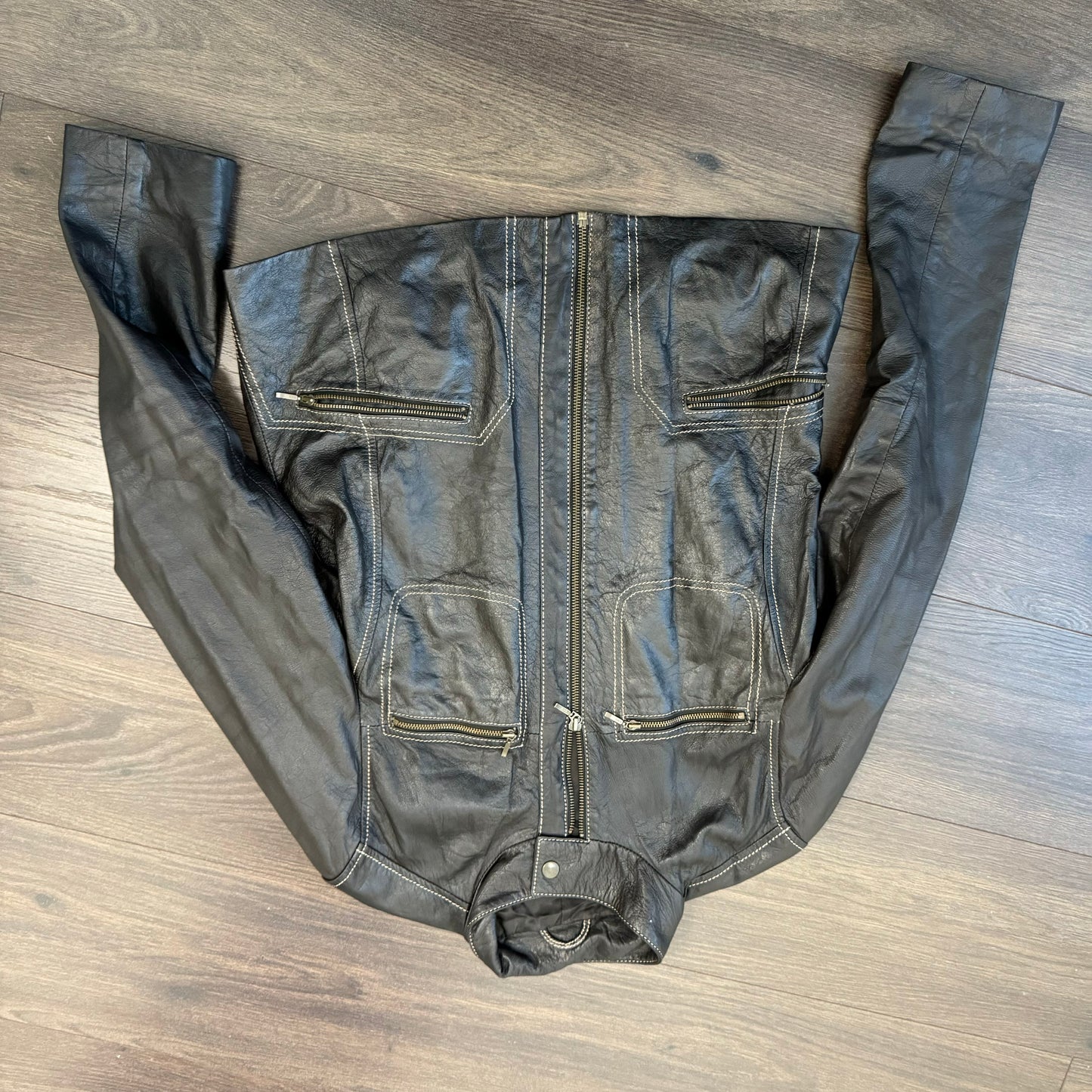 Danier Dark Brown Leather Moto Jacket