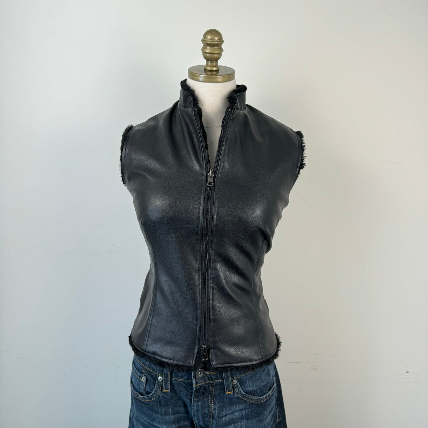 Leather Double Zip Vest