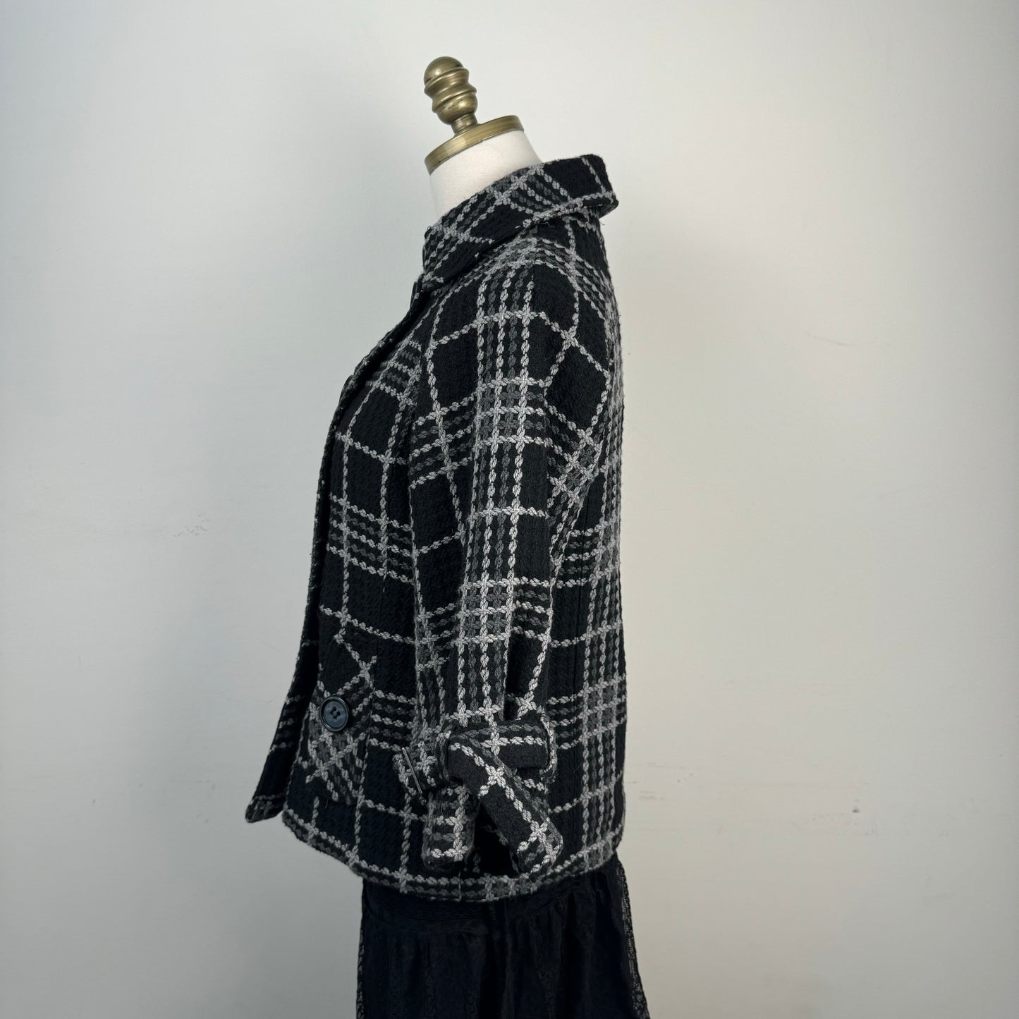 Vintage Plaid Textured Peacoat