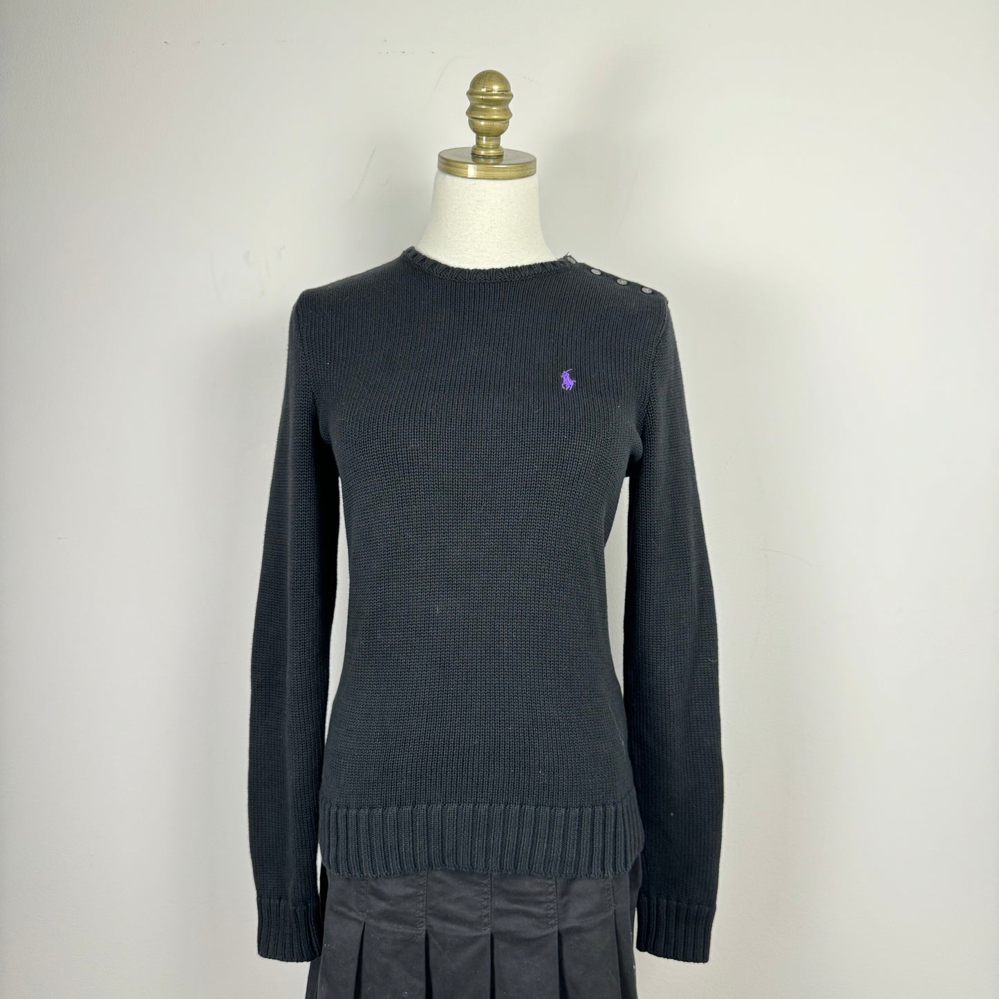 Vintage Black Polo Knit Sweater