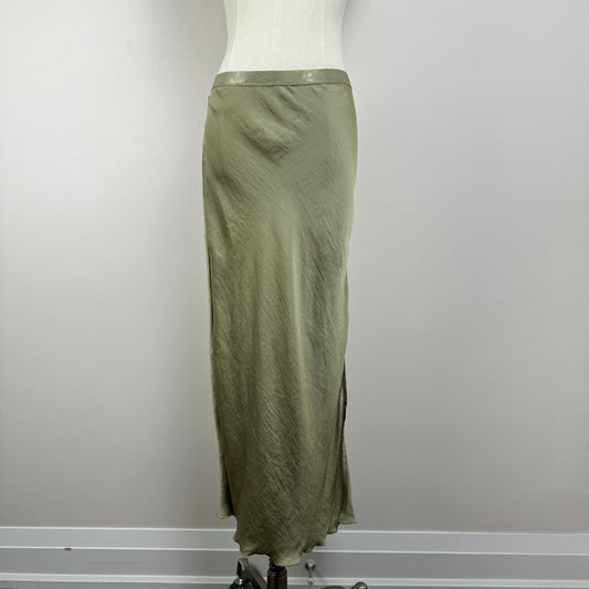 Muted Green Silky Satin Midi/Maxi Skirt