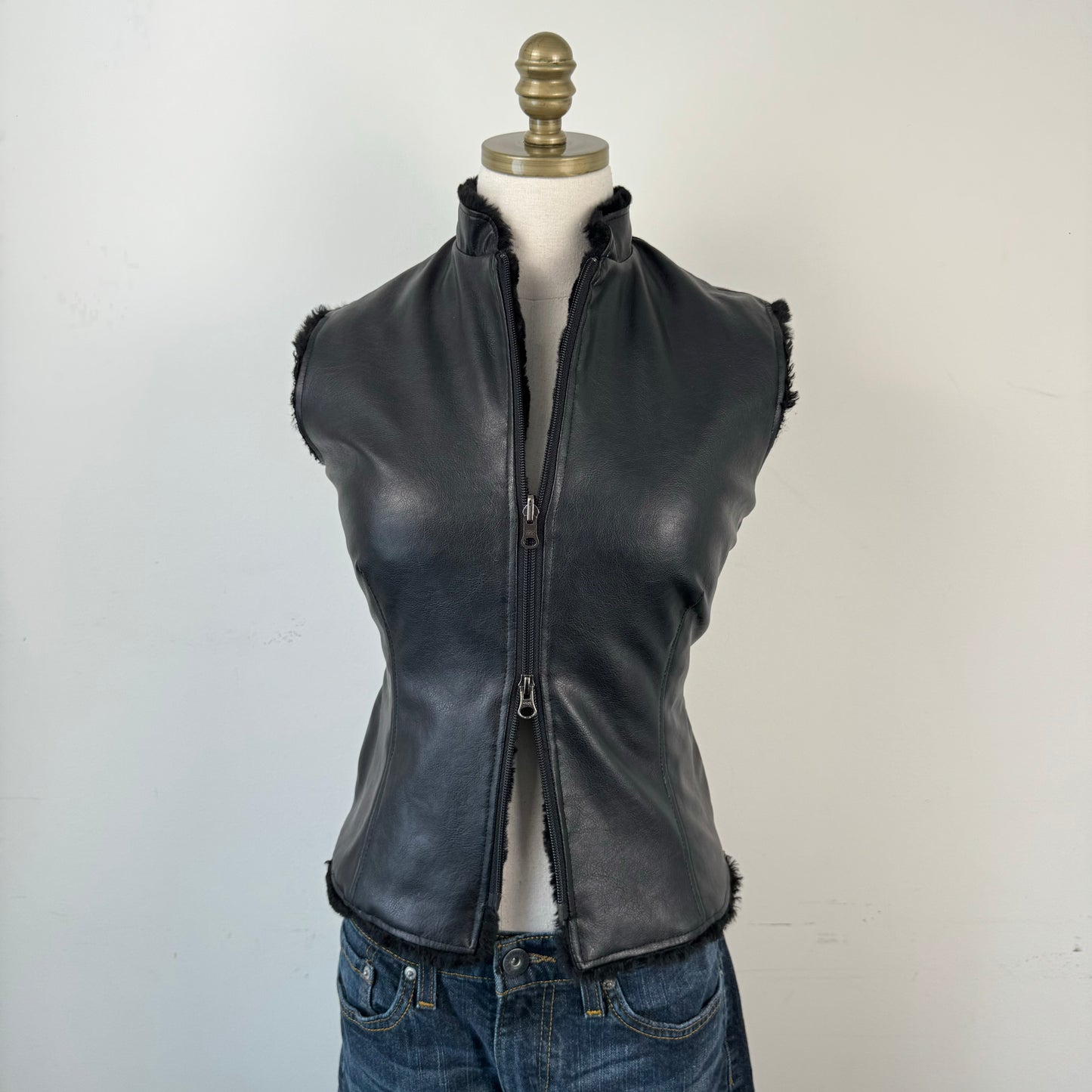 Leather Double Zip Vest