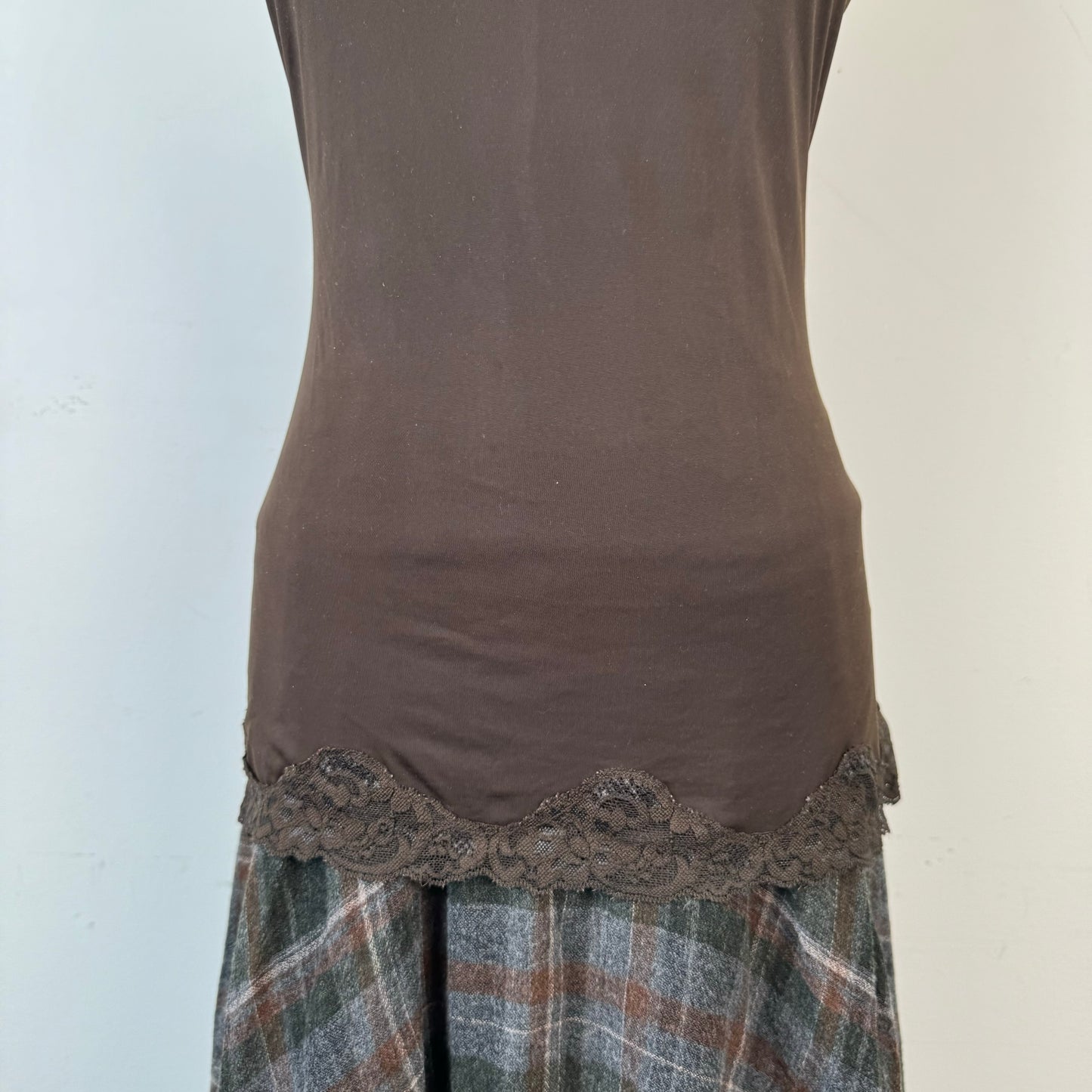 Brown Lace Trim Tank Top