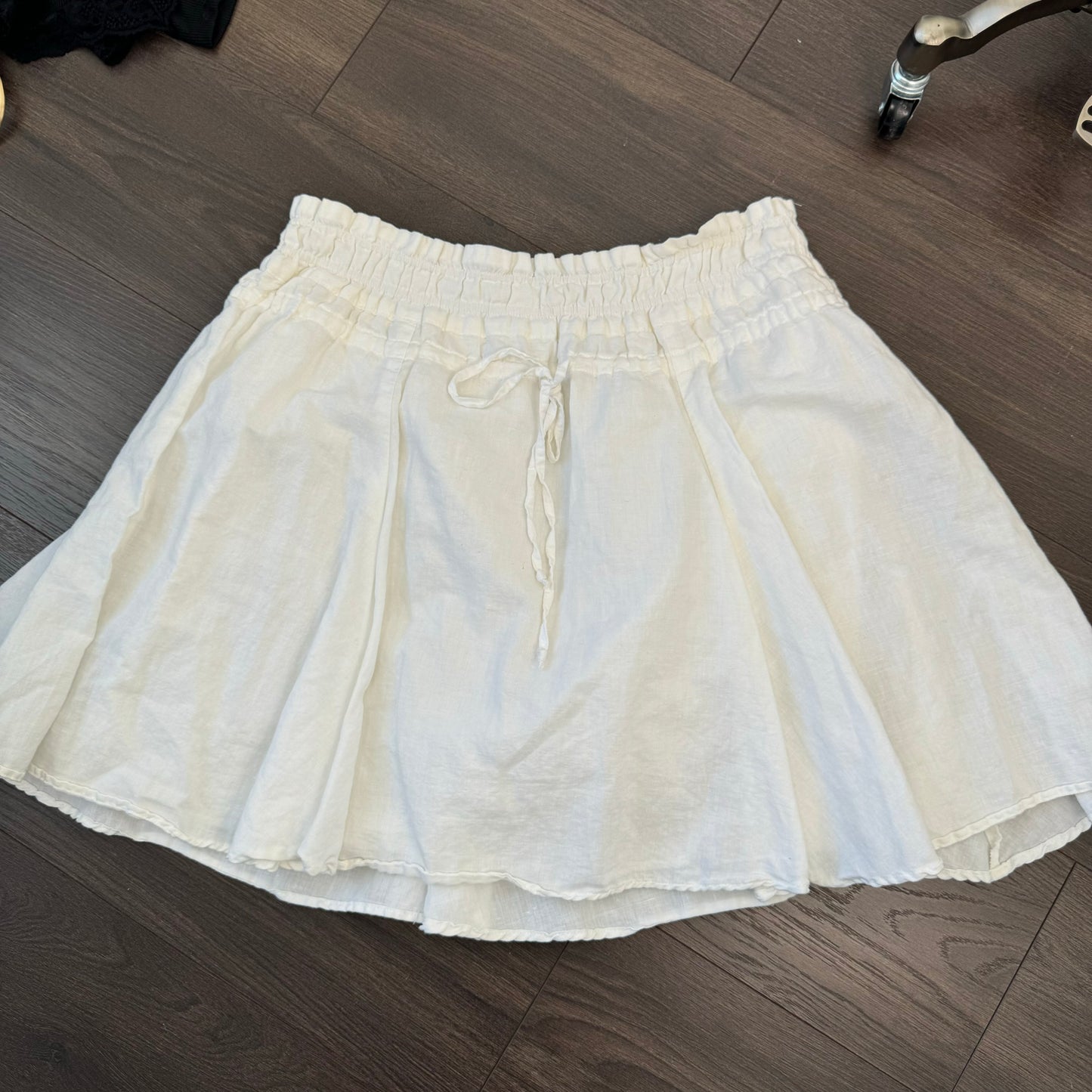 Cream Ruffled Midi Skirt